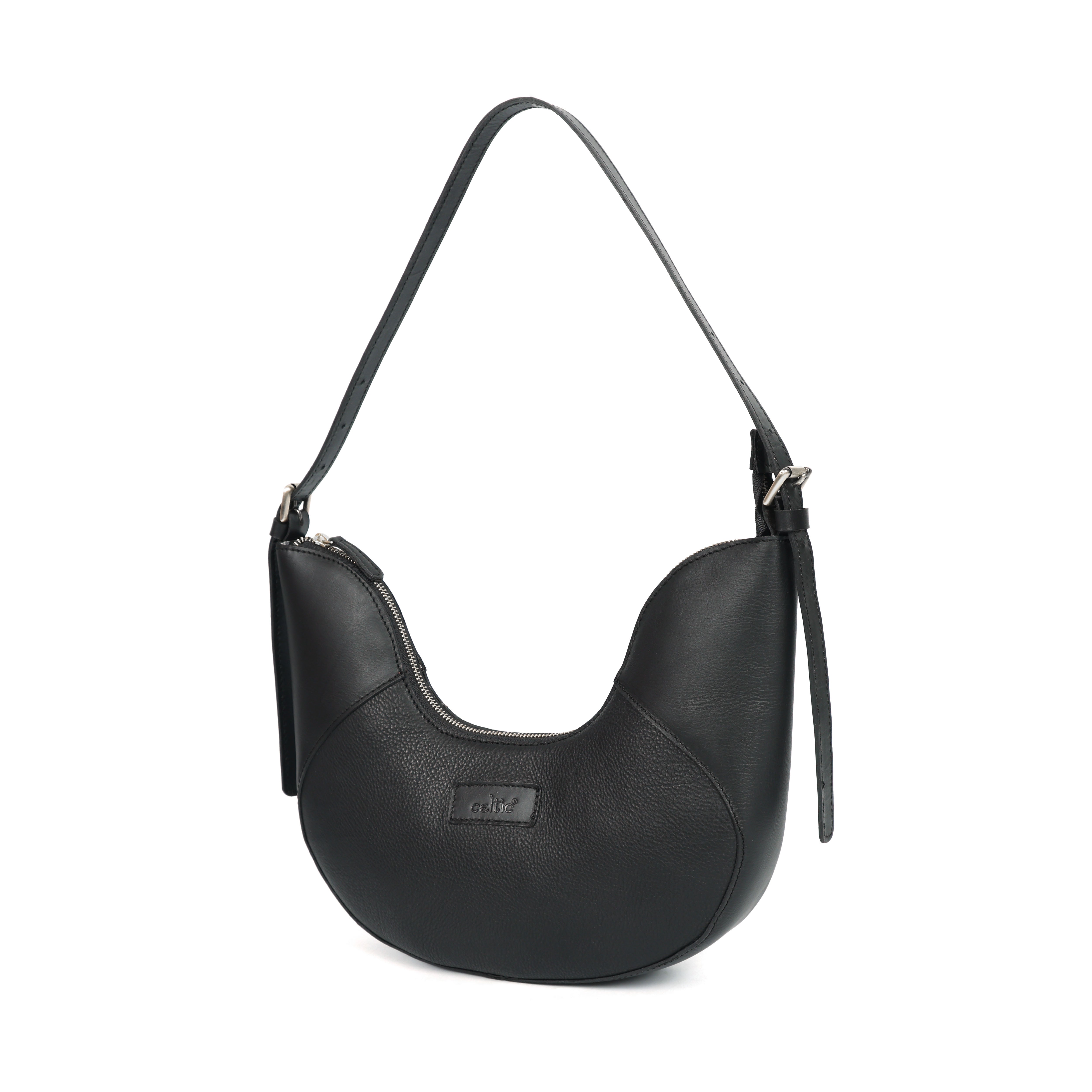 Premium Genuine Leather Hobo Shoulder Bag with Adjustable Strap & Zip Closure