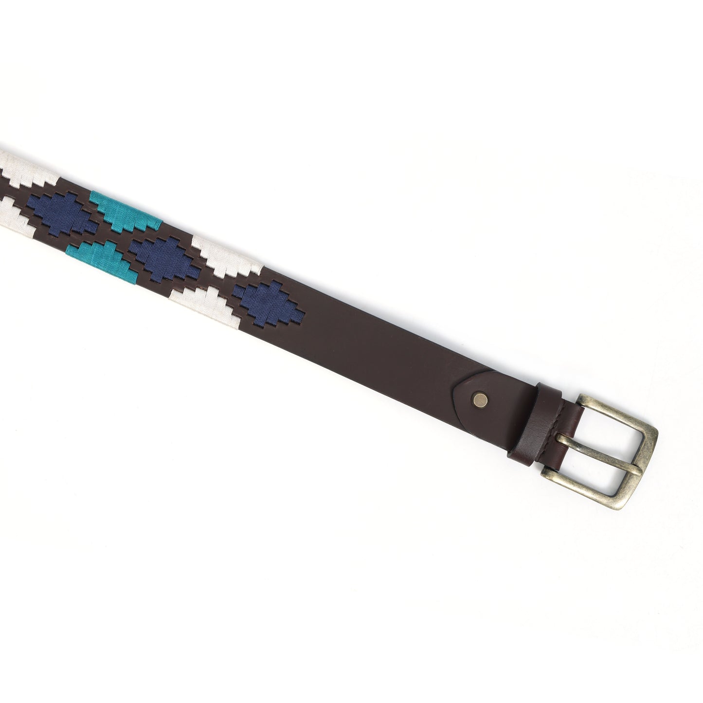 Premium Brown Leather Belt with Golden Buckle & Multi-Color Stitching.LB-874