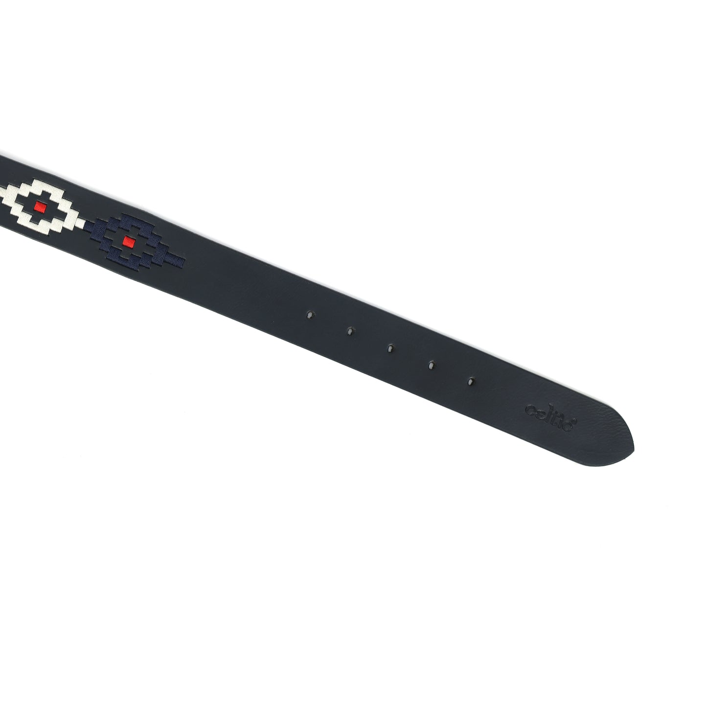 Premium Black Leather Polo Belt with Silver Designer Buckle & Multicolour Webbing. LB-865