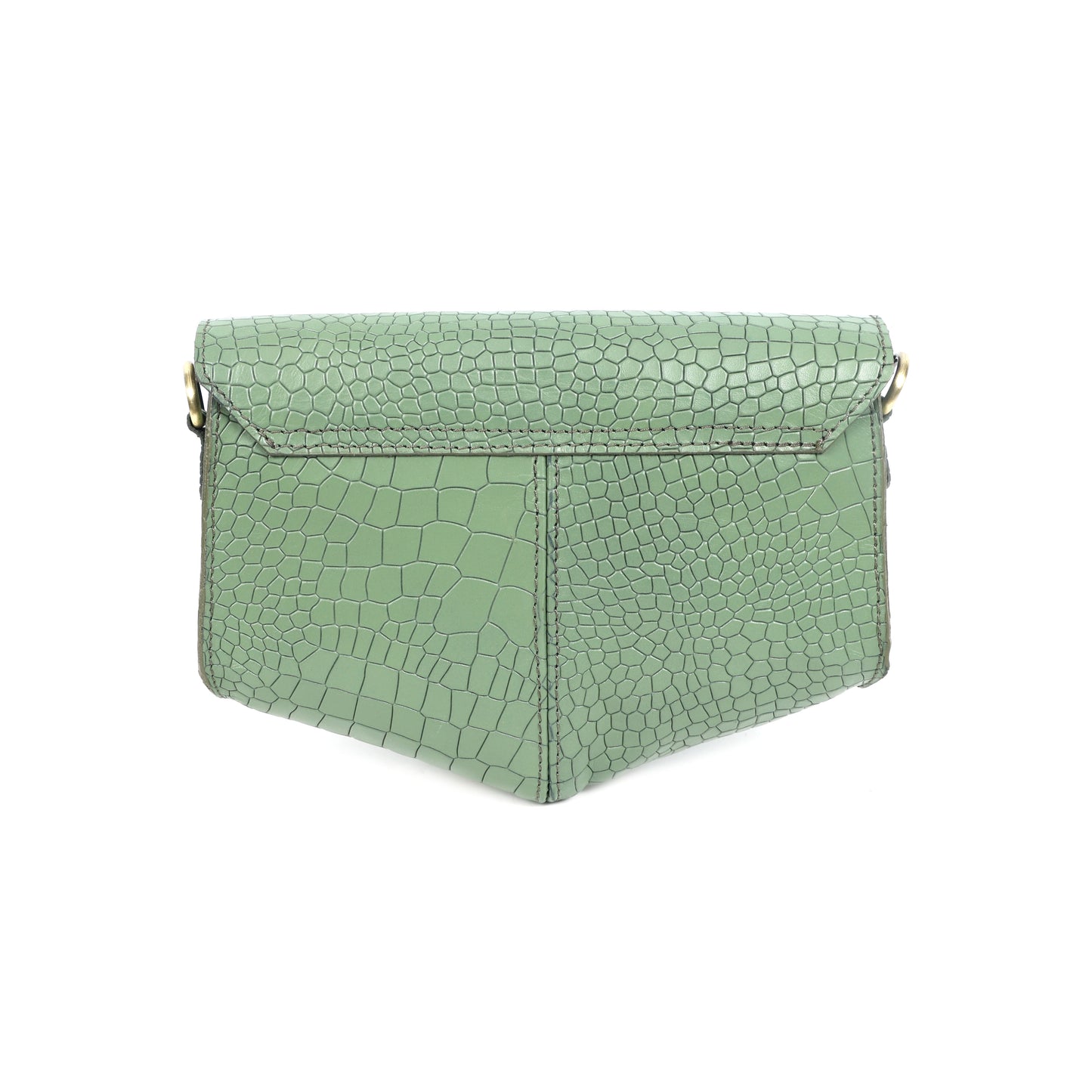 Chic Elegance: Black Deep Croco Leather Crossbody Bag. Art: BG-1602