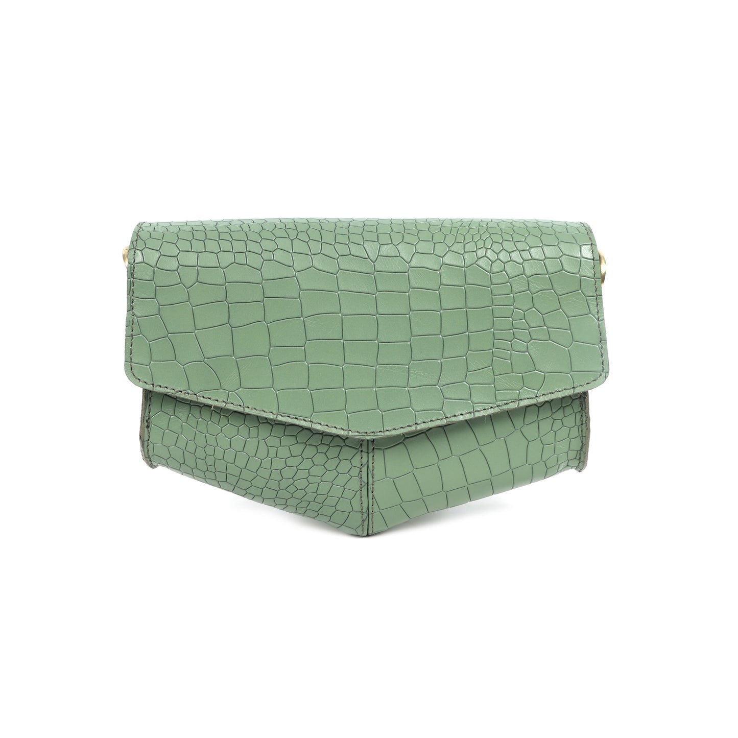 Chic Elegance: Black Deep Croco Leather Crossbody Bag. Art: BG-1602