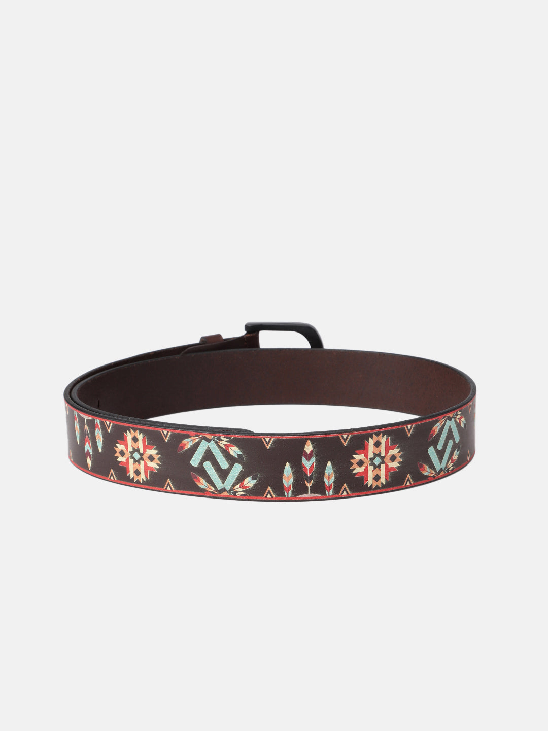 Ethnic Patterned Leather Buckle Strap Handmade Adjustable Designer Waist Accessory