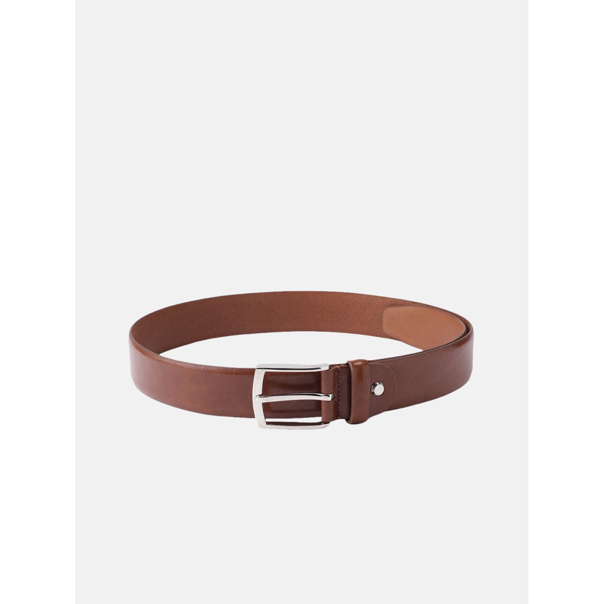 Unisex Genuine Leather Brown Waist Accessory Durable Metal Buckle Formal Casual Wear