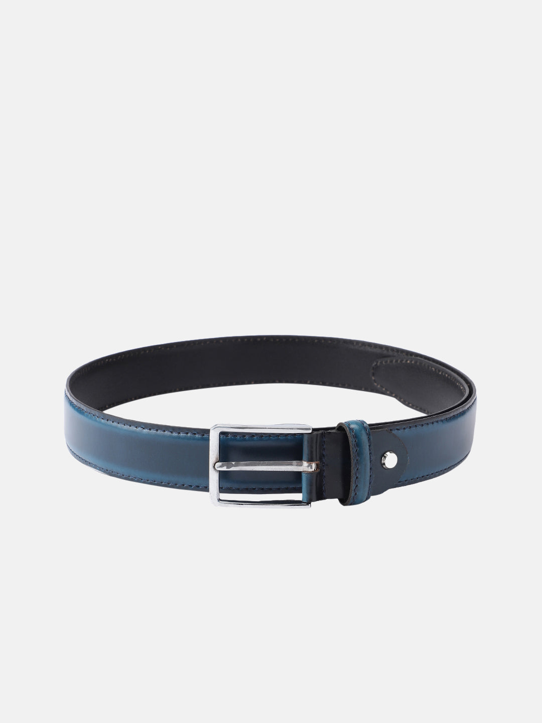 Unisex Classic Black Leather Formal Belt With Silver Buckle For Office Daily Wear