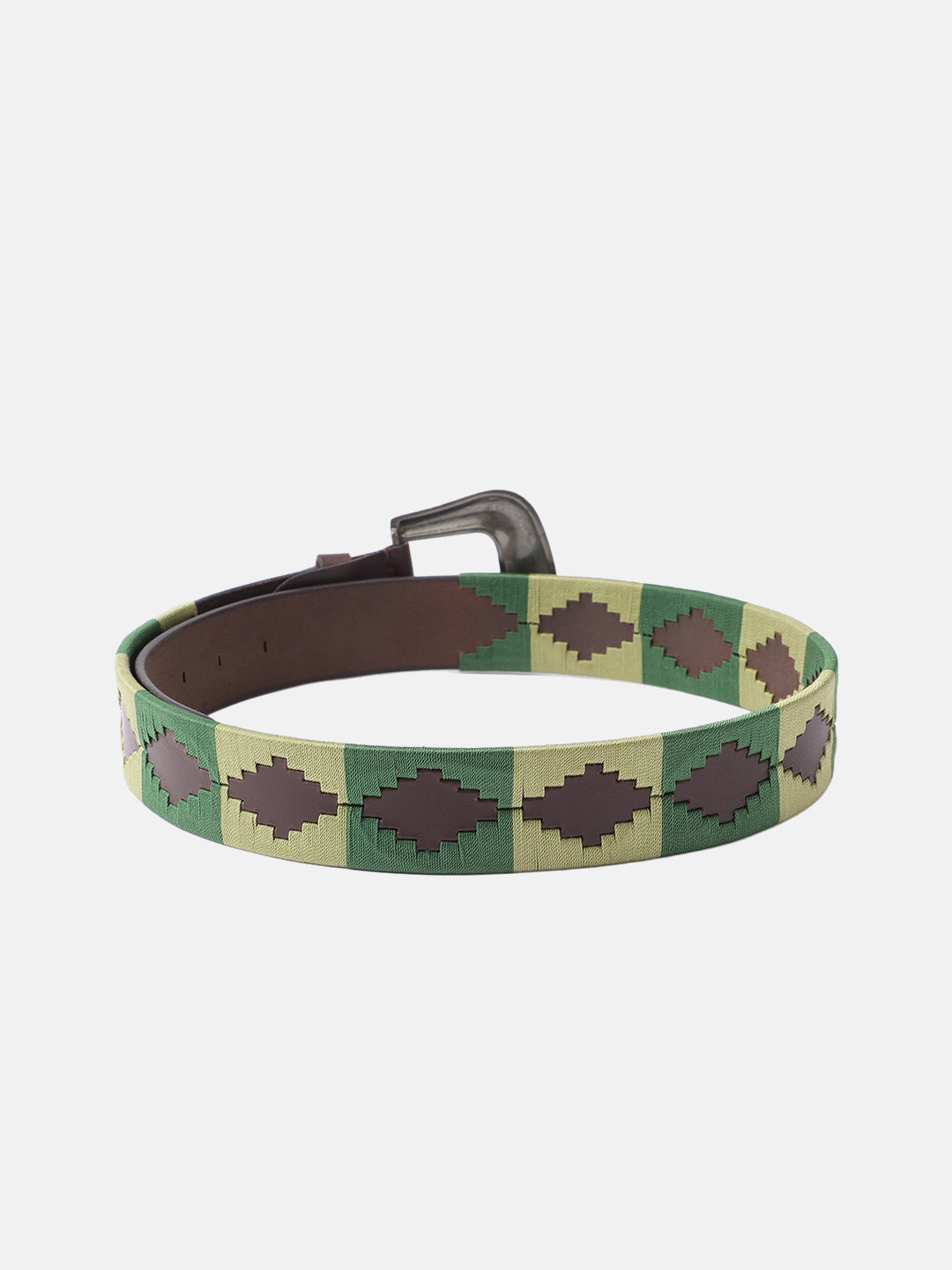 Unisex Handcrafted Leather Woven Green Buckle Artisan Casual Wear Accessory