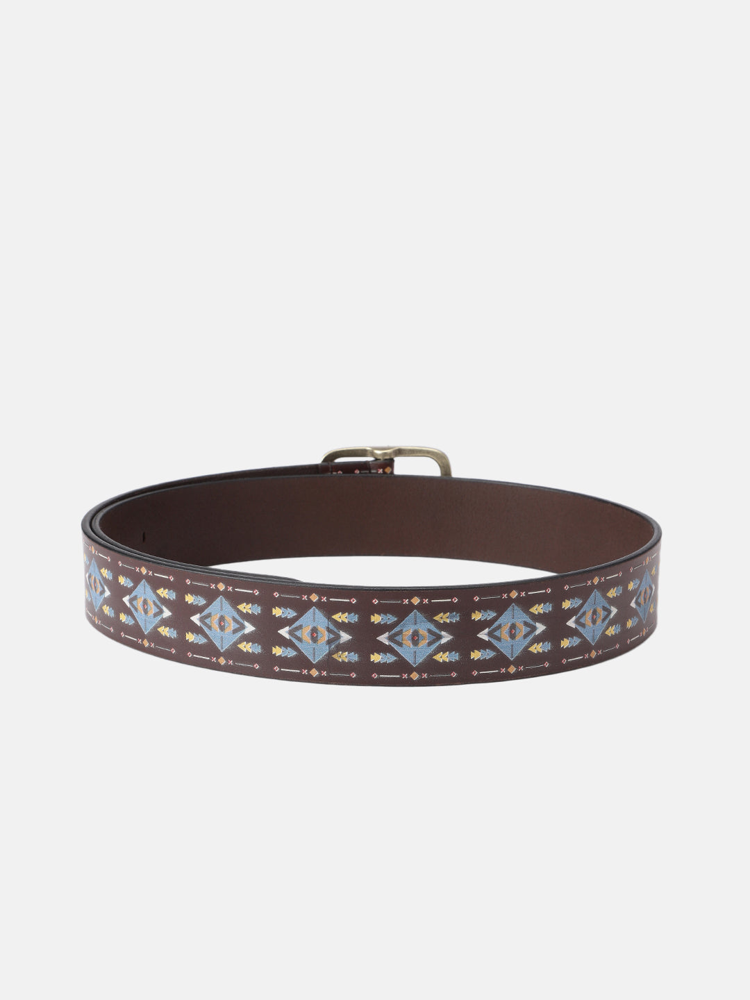 Unisex Handcrafted Tribal Pattern Leather Buckle Waistband Ethnic Style Durable Accessory.