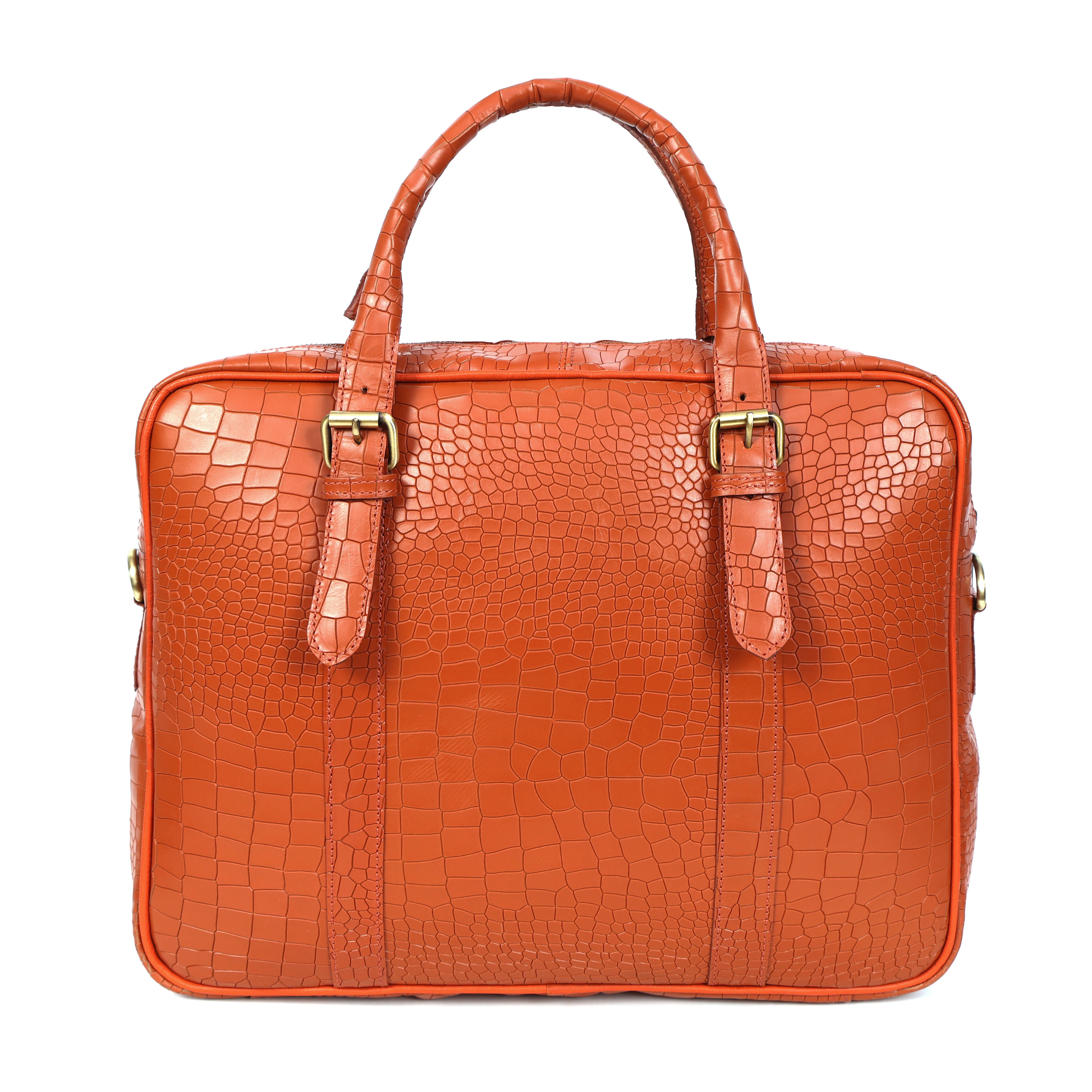 croco texture pure leather laptop bag for office use with holdall and shoulder strap, Art: BG-1701