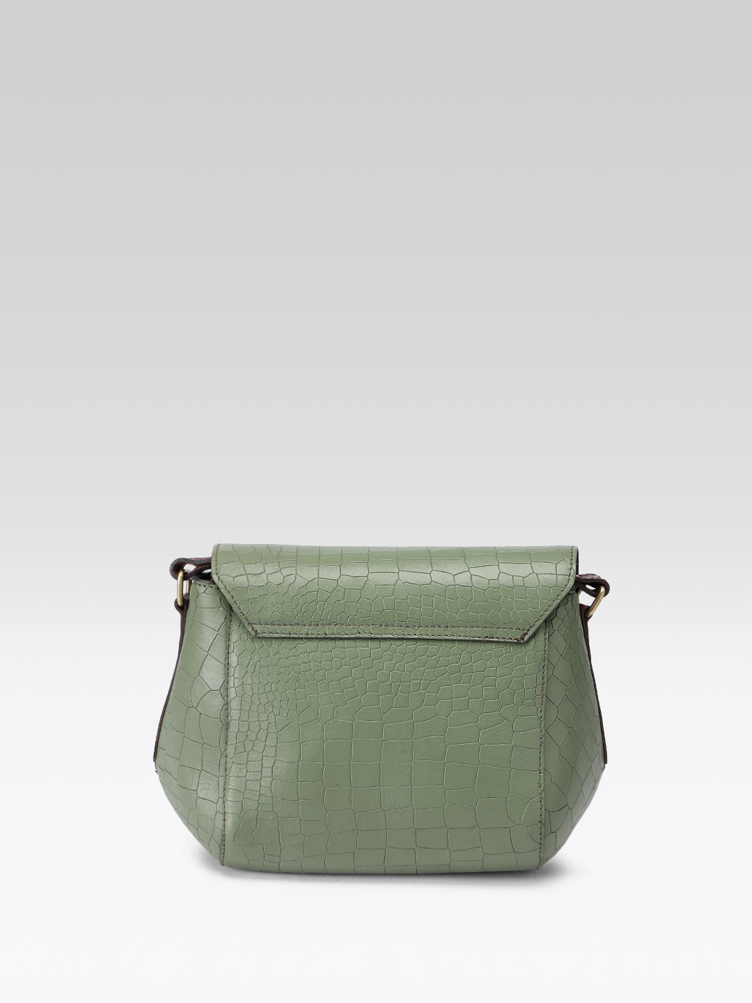 Croc-Texture Structured Sling Bag with Buckle Flap