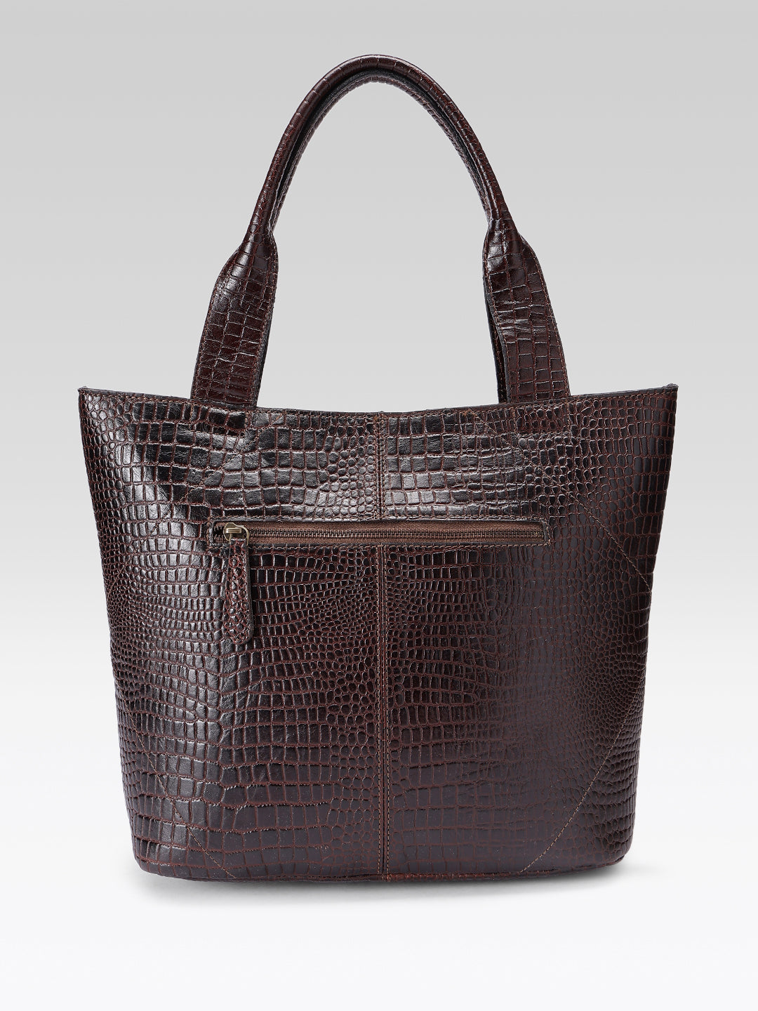 Croc-Texture Leather Tote Bag with Spacious Interior and Dual Shoulder Handles