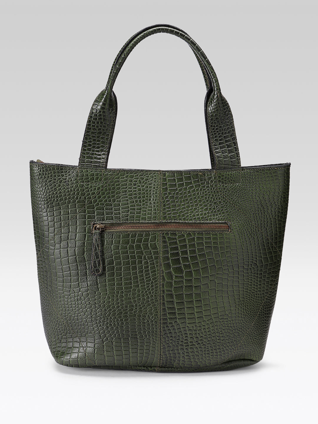 Croc-Texture Leather Tote Bag with Spacious Interior and Dual Shoulder Handles