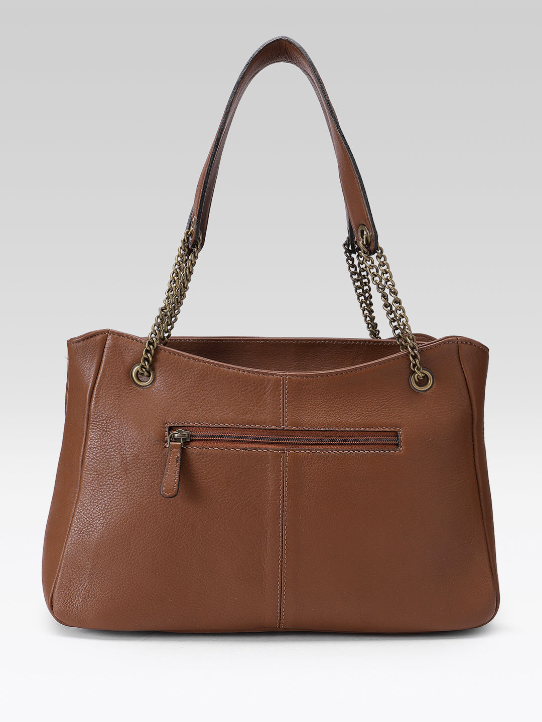 Premium Genuine Leather Shoulder Tote Bag with Chain Handles