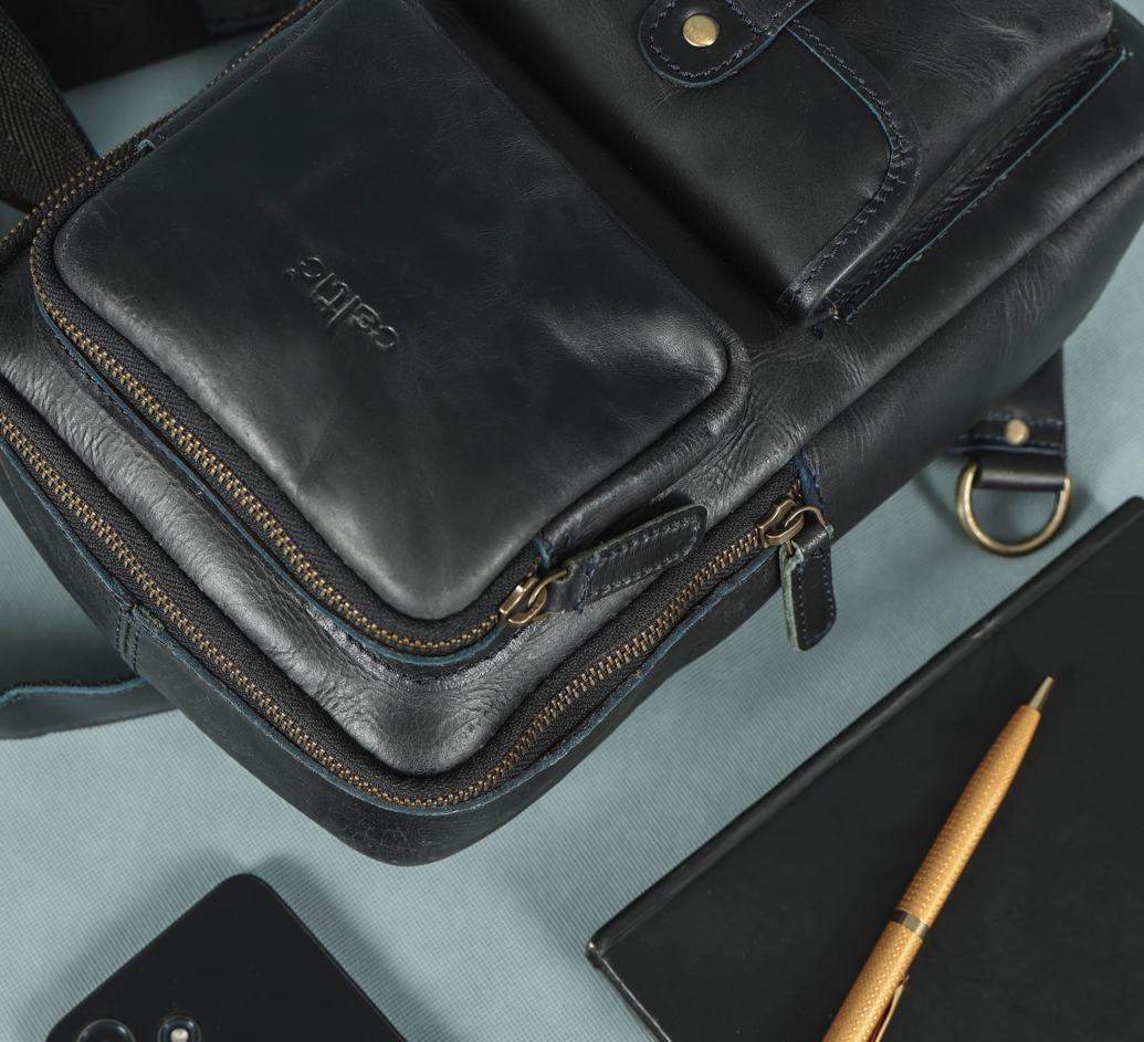 Brown Small Crossbody Leather Bag Art: BG-1617