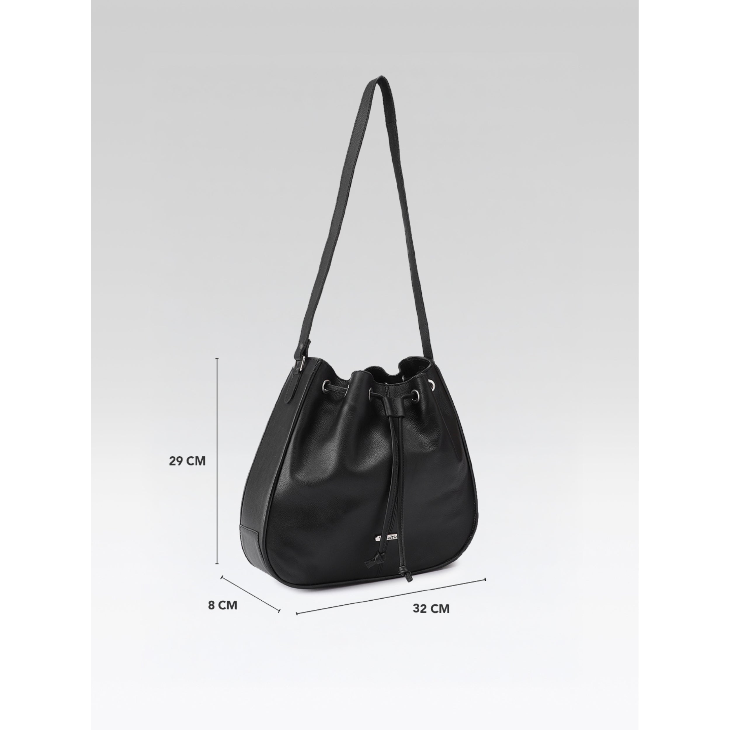 Premium Genuine Leather Drawstring Shoulder Bag | Spacious Tote with Secure Closure