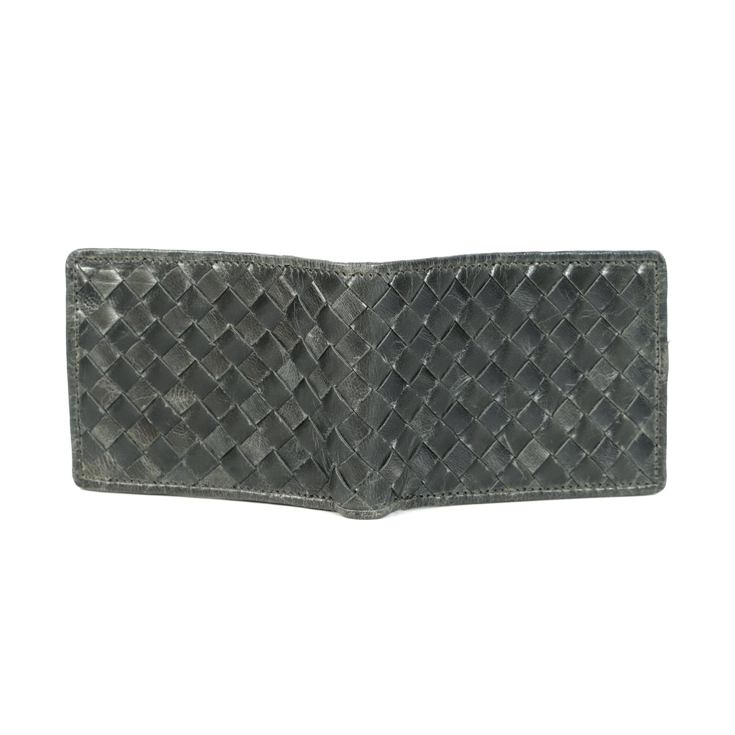 Black Braided Leather Wallet, Art:- LA-1409