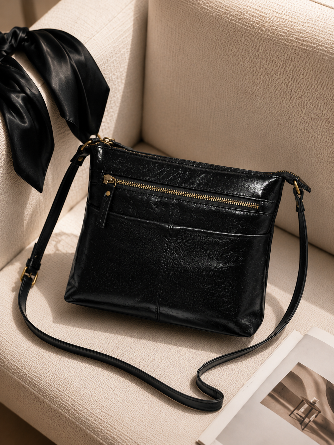 Premium Leather Crossbody Sling Bag Lightweight Everyday Travel Purse