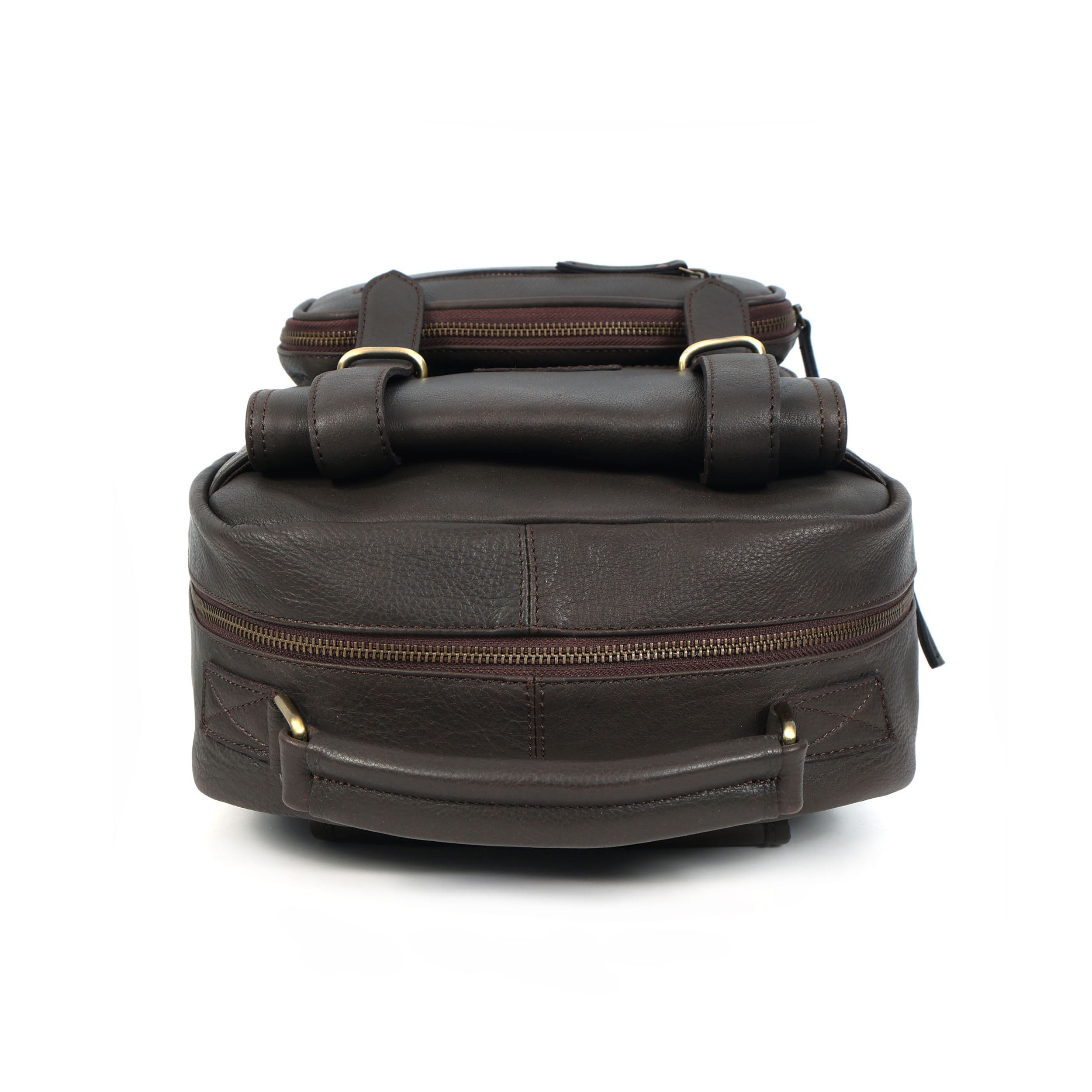 Premium Genuine Leather Backpack with Laptop Compartment & Multiple Zip Pockets