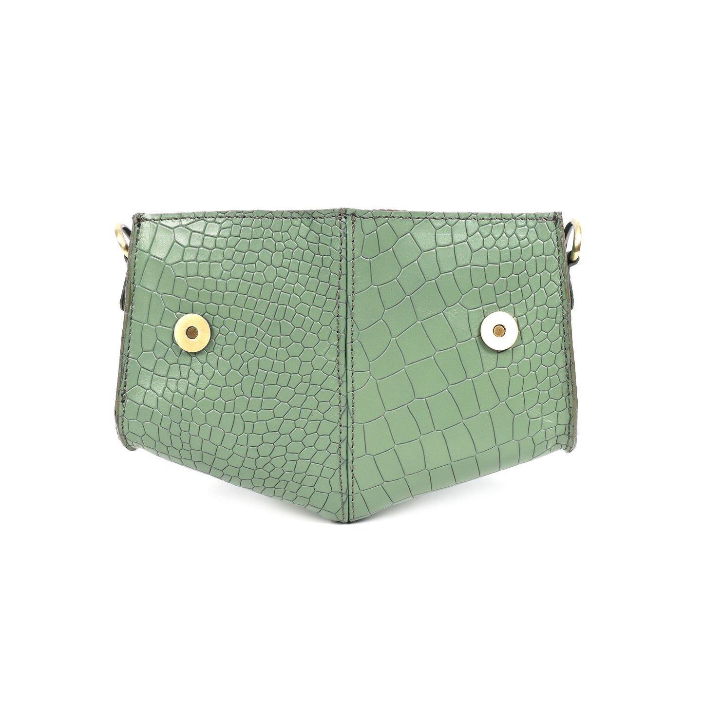 Chic Elegance: Black Deep Croco Leather Crossbody Bag. Art: BG-1602