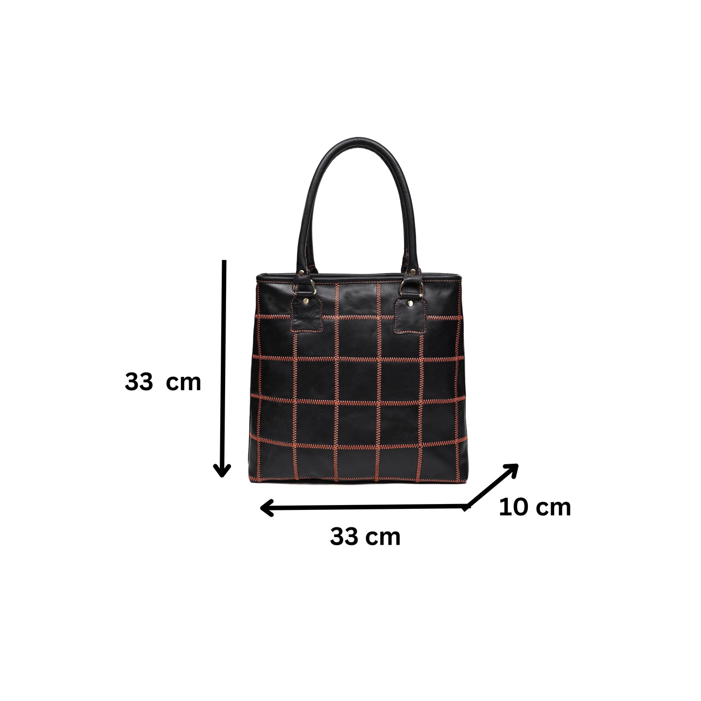 Bold Fusion: Black Tote Bag with Orange Stitching - Elevate Your Style with Vibrant Contrast Art: BG-1143-Z
