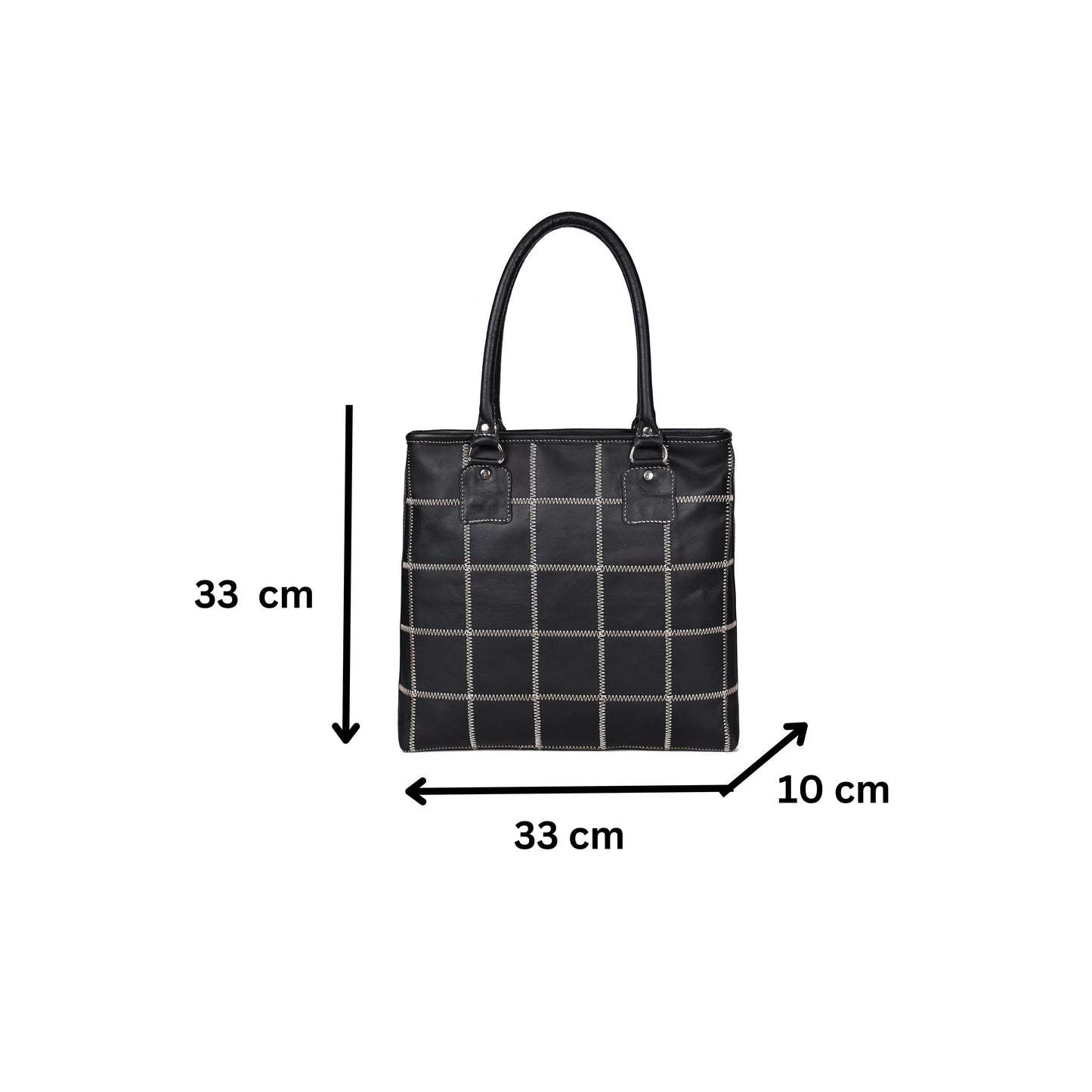 Chic Contrast: Black Tote Bag with White Stitching for Timeless Style Art: BG-1142-Z