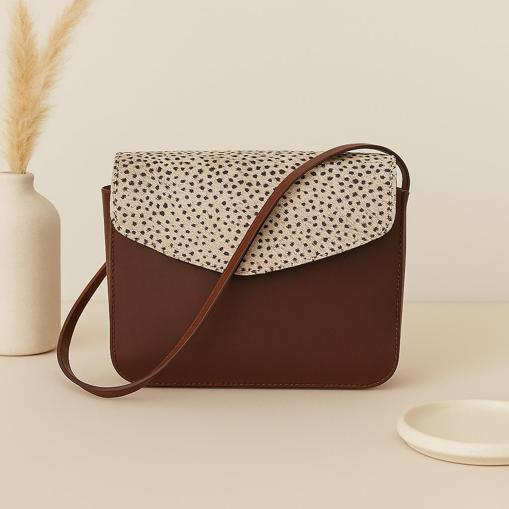 Fashion-forward Sling Bag with Printed Hair on Leather. Art: BG-1446