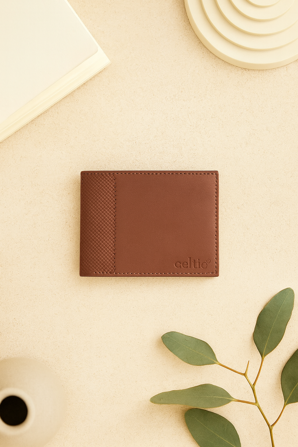 Men’s Tan Bi-Fold Leather Wallet – Slim & Lightweight ART:- LA-1430