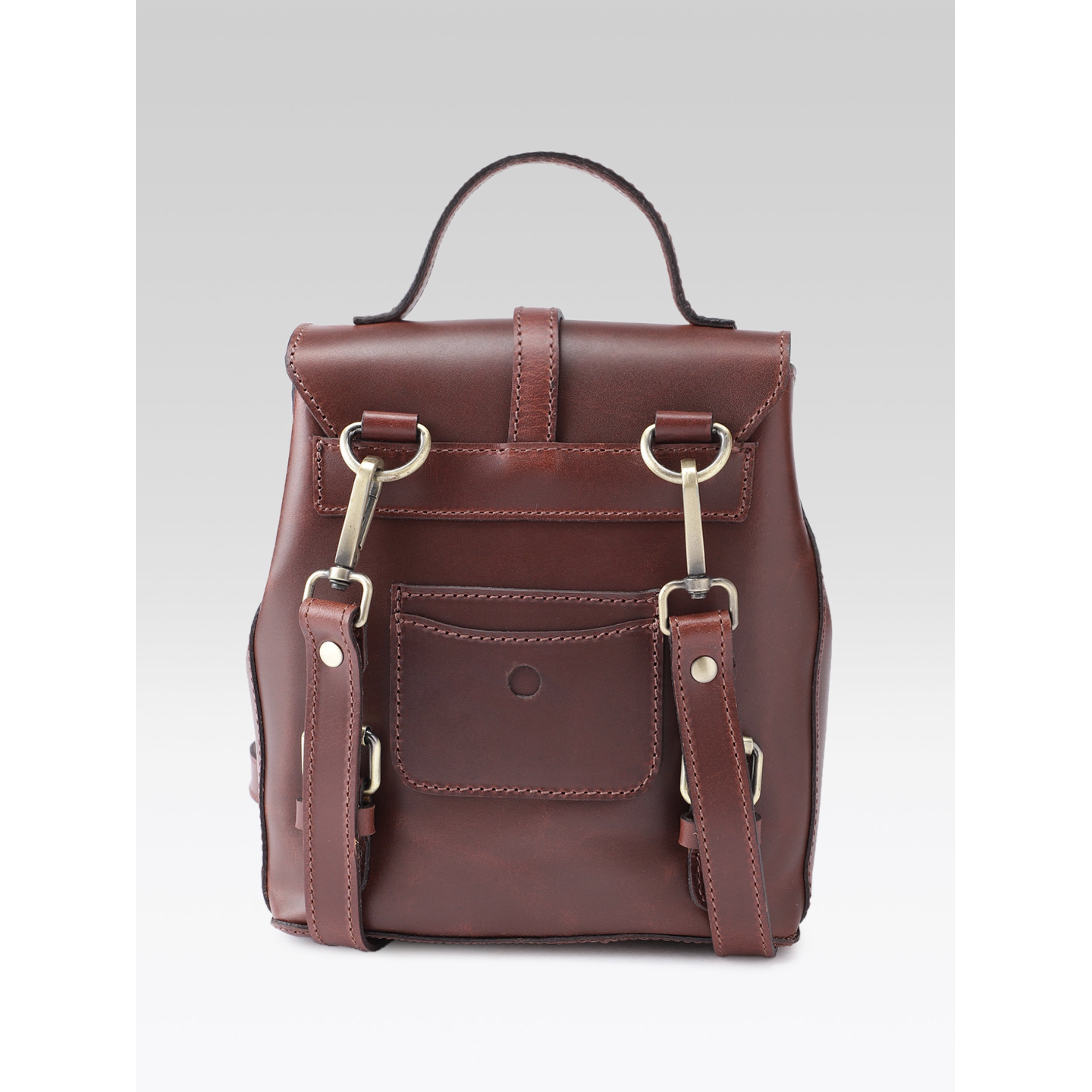 Premium Genuine Leather Mini Backpack for Women with Flap Closure