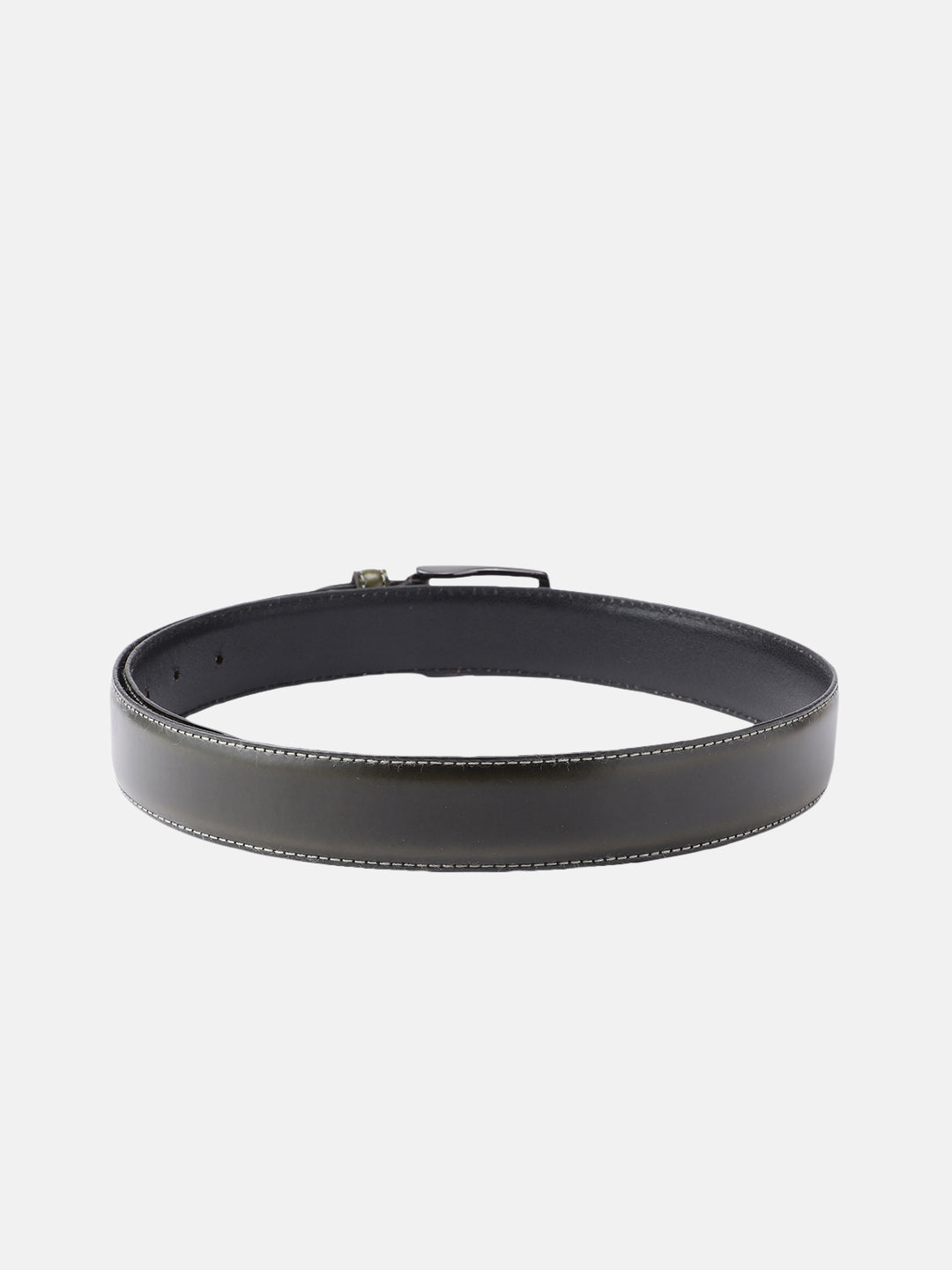 Unisex Classic Black Leather Formal Belt With Silver Buckle For Office Daily Wear