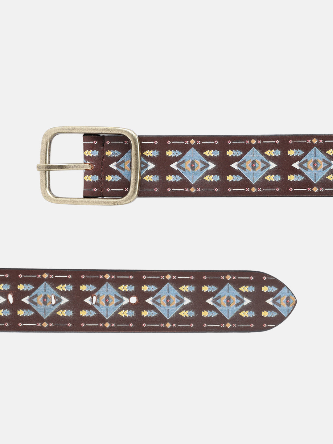 Unisex Handcrafted Tribal Pattern Leather Buckle Waistband Ethnic Style Durable Accessory.