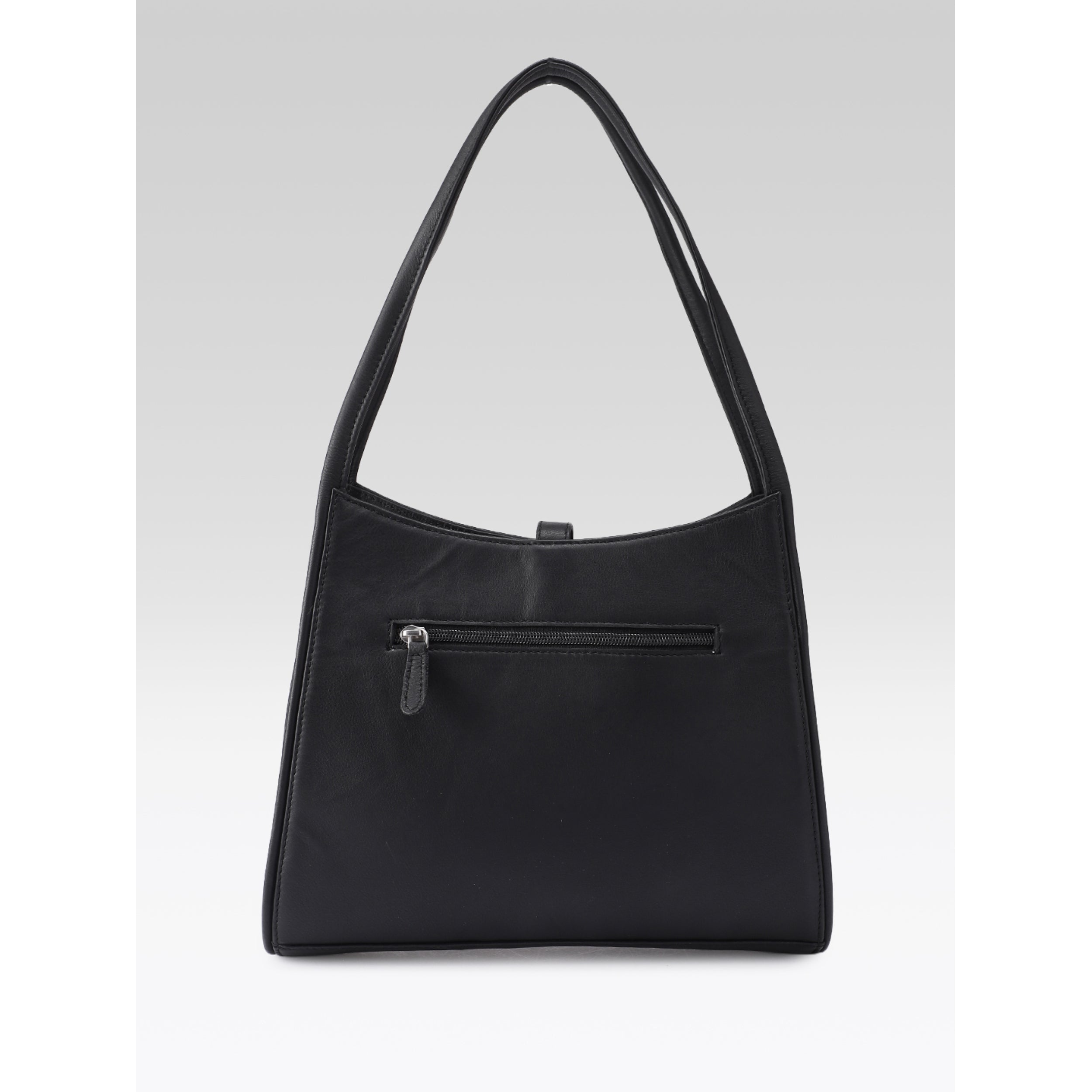 Premium Leather Shoulder Handbag with Lock Closure, Zip Compartments