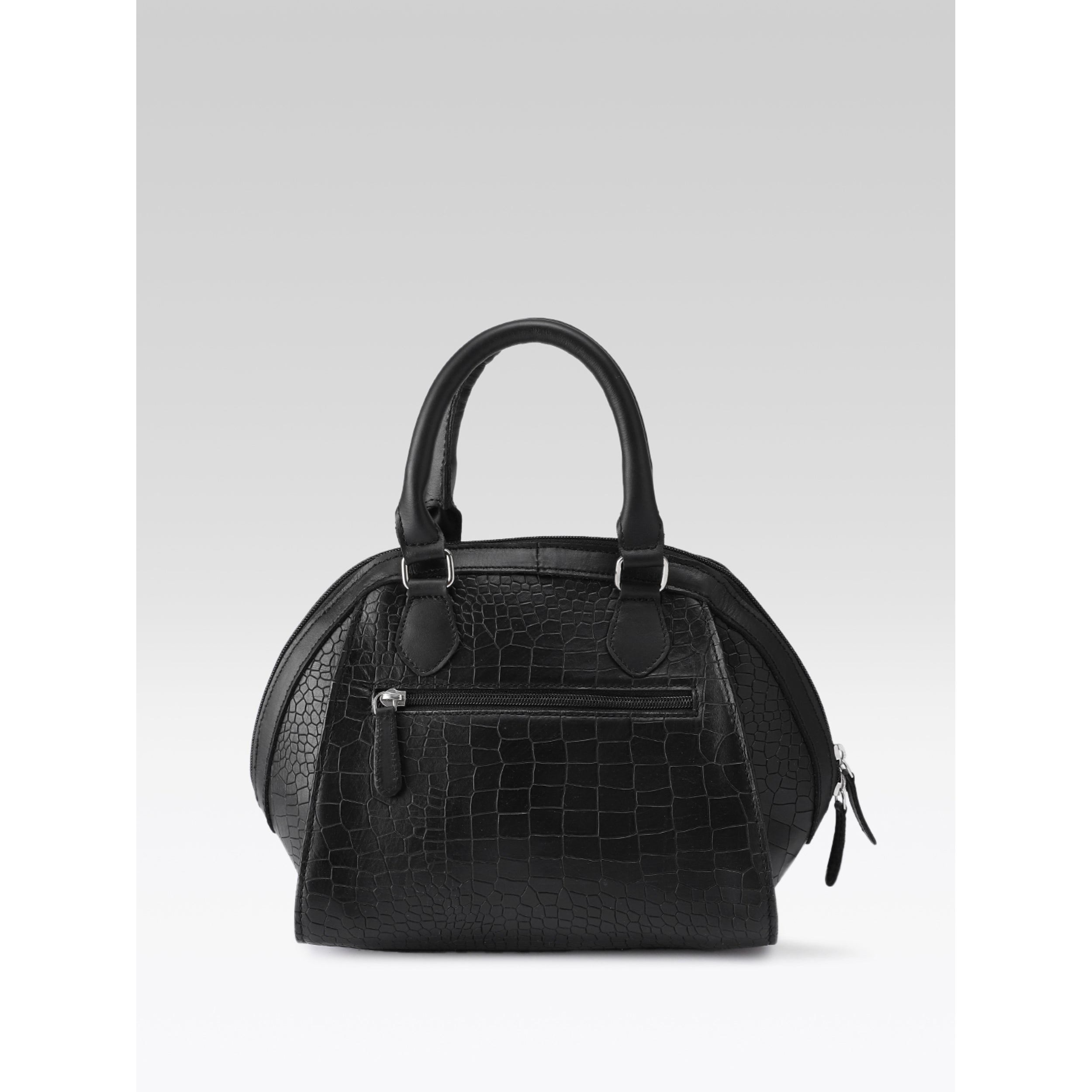 Premium Genuine Textured Leather Satchel Handbag with Dual Handles, Detachable Strap & Zip Pockets