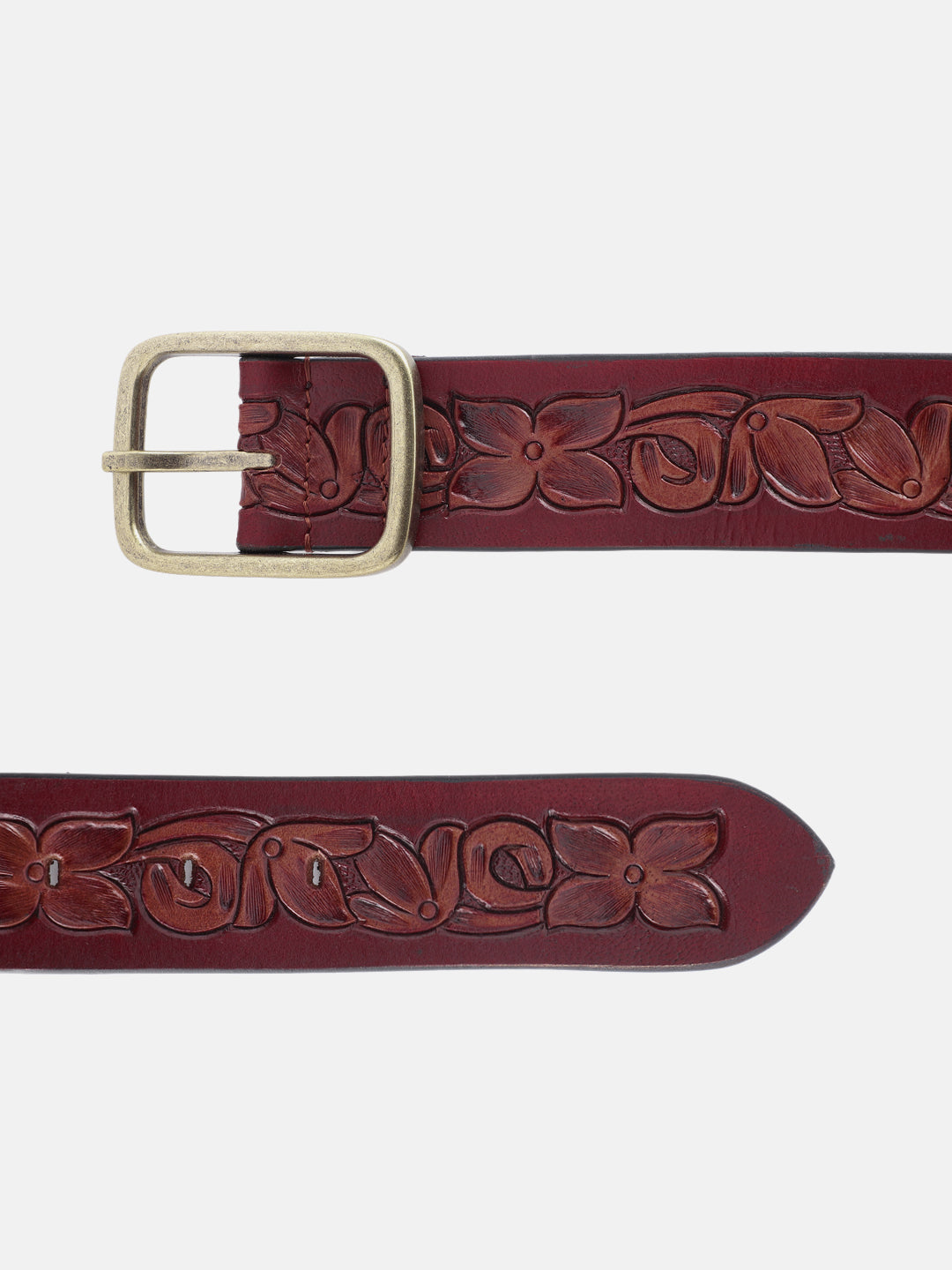 Premium Handcrafted Leather Belt & Wallet Combo for Men | Embossed Floral Designer Gift Set