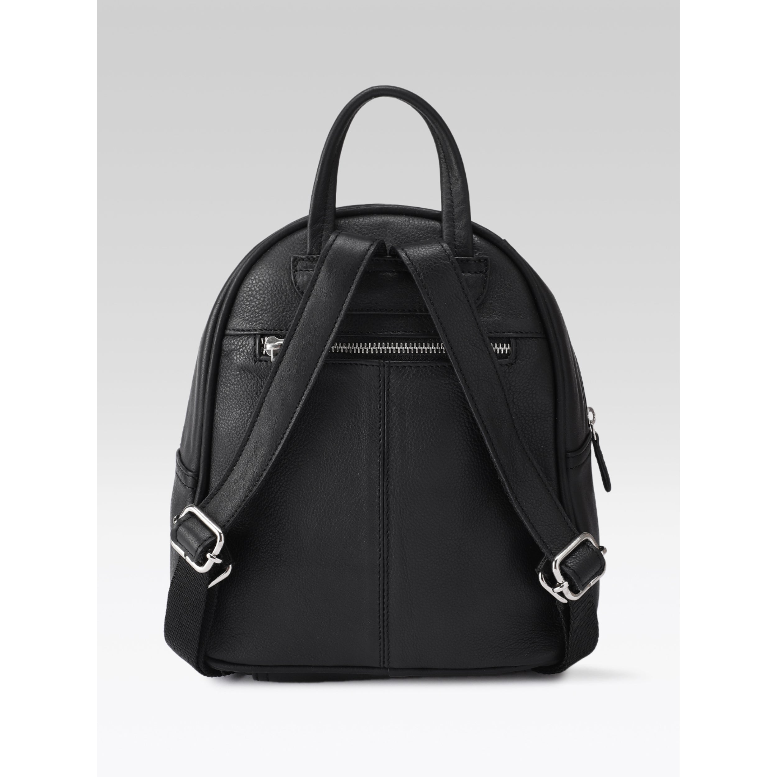 Premium Genuine Leather Backpack with Front Zip Pocket & Adjustable Shoulder Straps