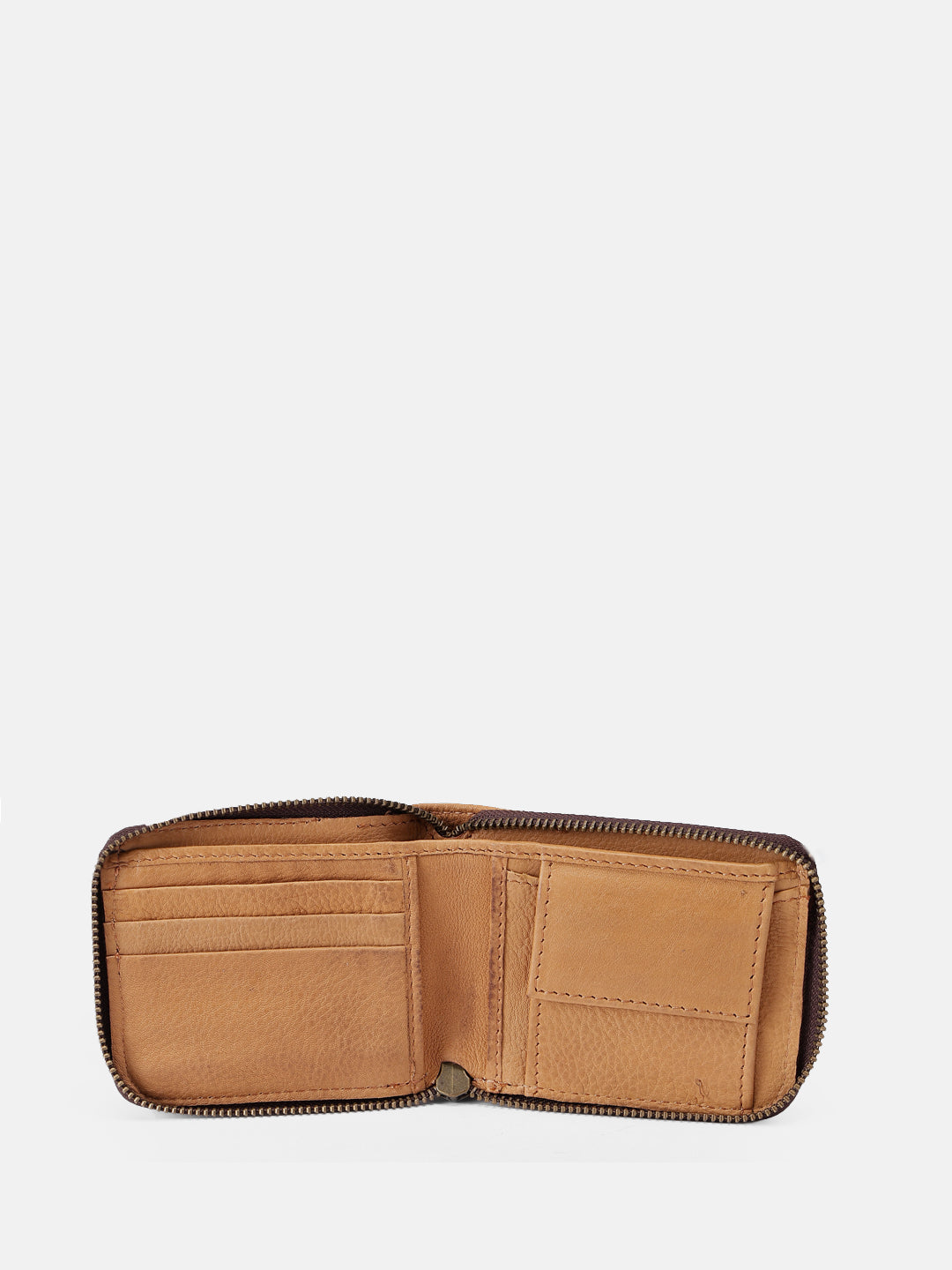 Premium Genuine Leather Zip-Around Compact Wallet