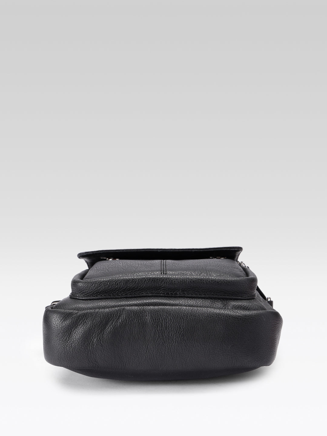 Unisex Leather Crossbody Sling Bag with Front Flap Pocket & Adjustable Strap