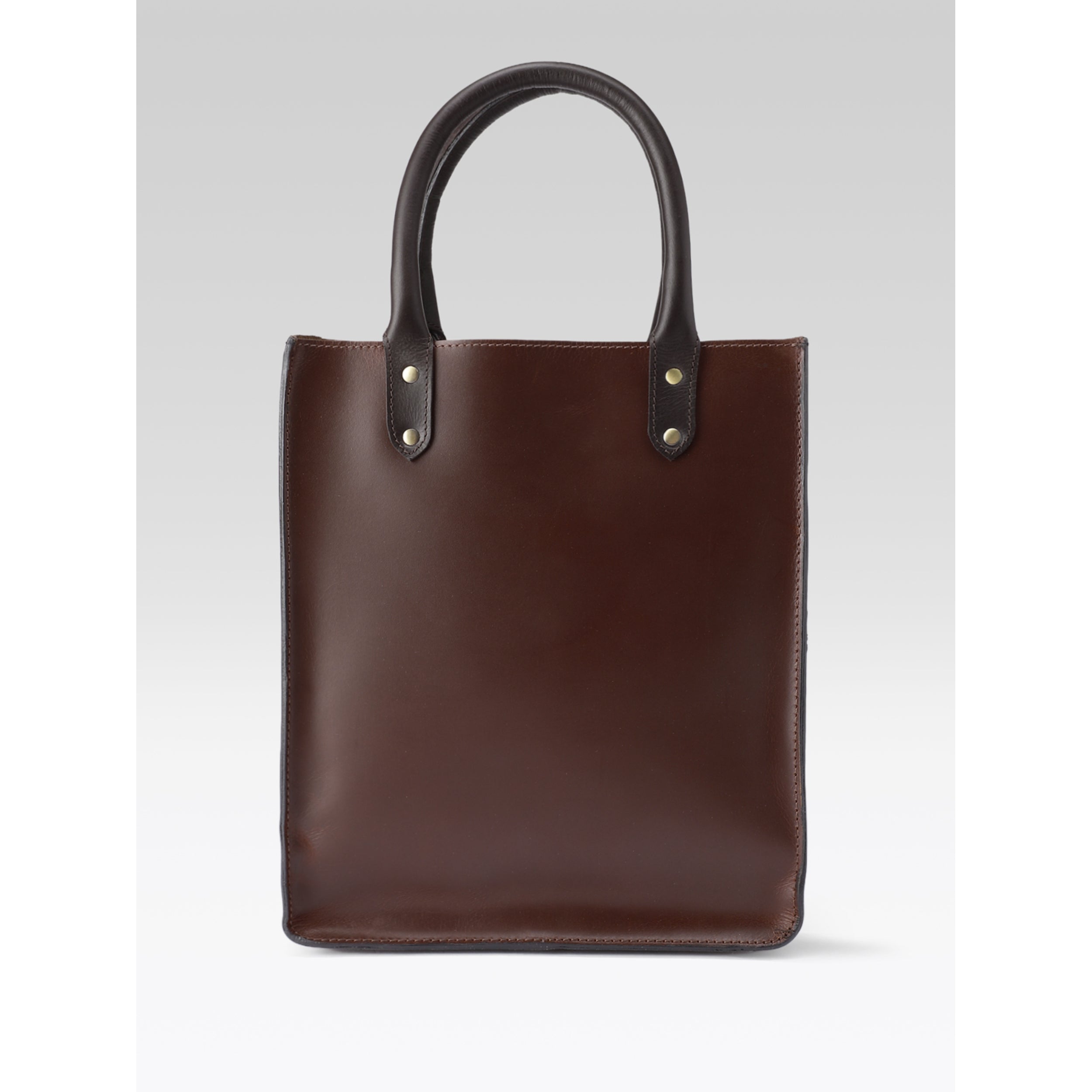 Premium Genuine Leather Shopper Tote Bag with Front Pocket and Dual Handles