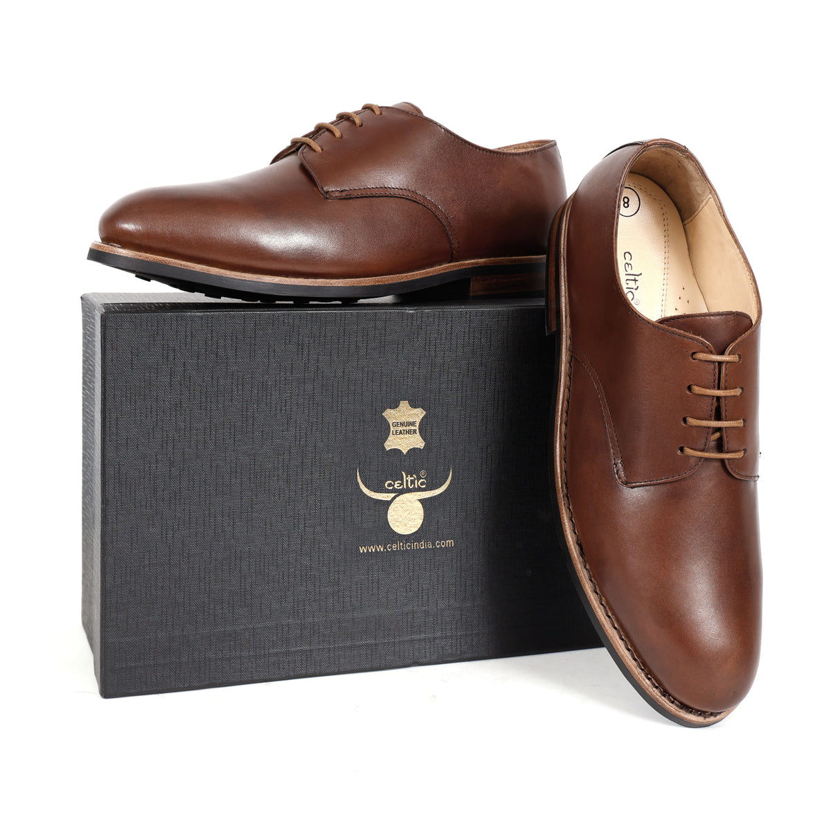 Premium Genuine Leather Classic Lace-Up Formal Shoes | Brown | Elegant Oxford Design | Durable Sole | Office & Occasion Wear