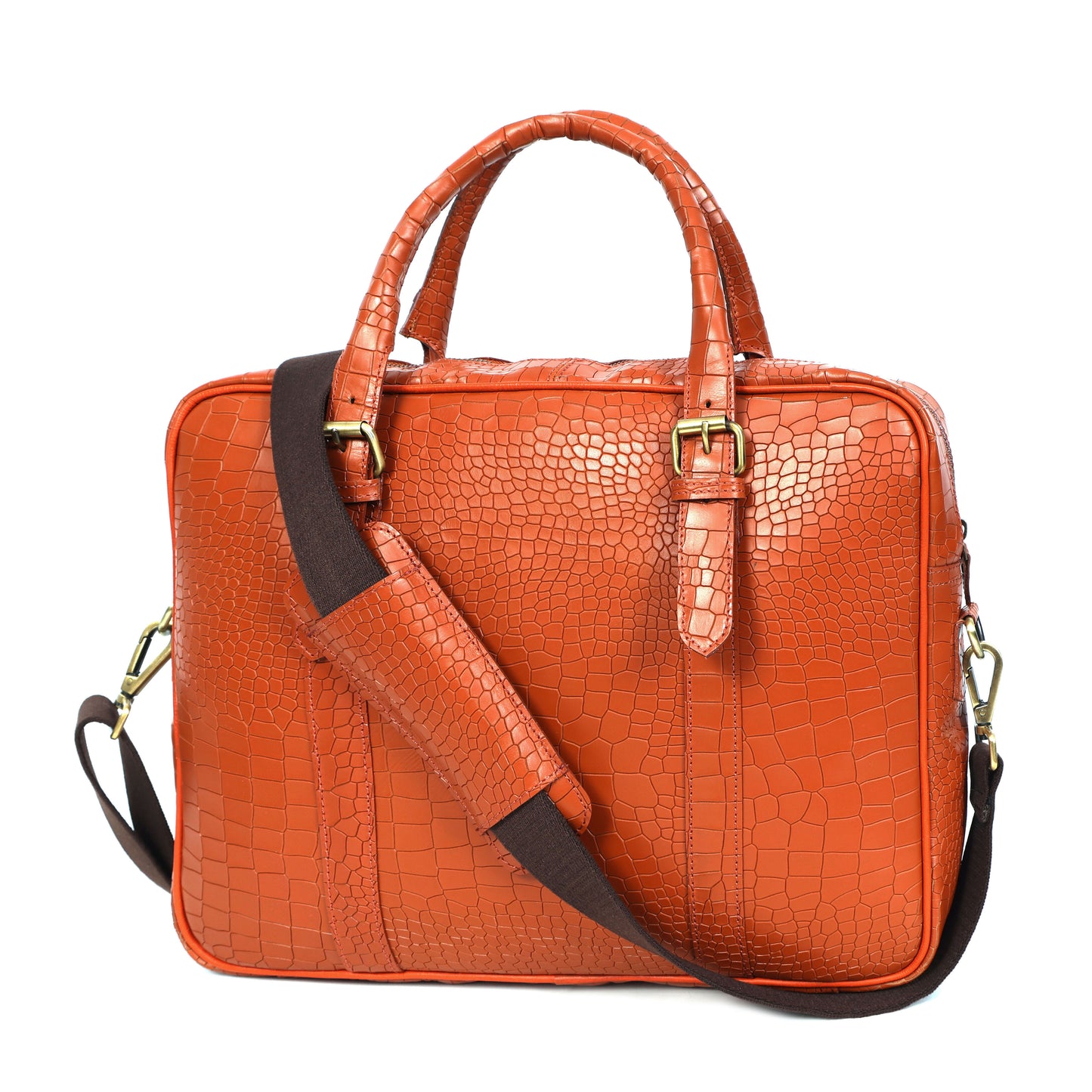 croco texture pure leather laptop bag for office use with holdall and shoulder strap, Art: BG-1701