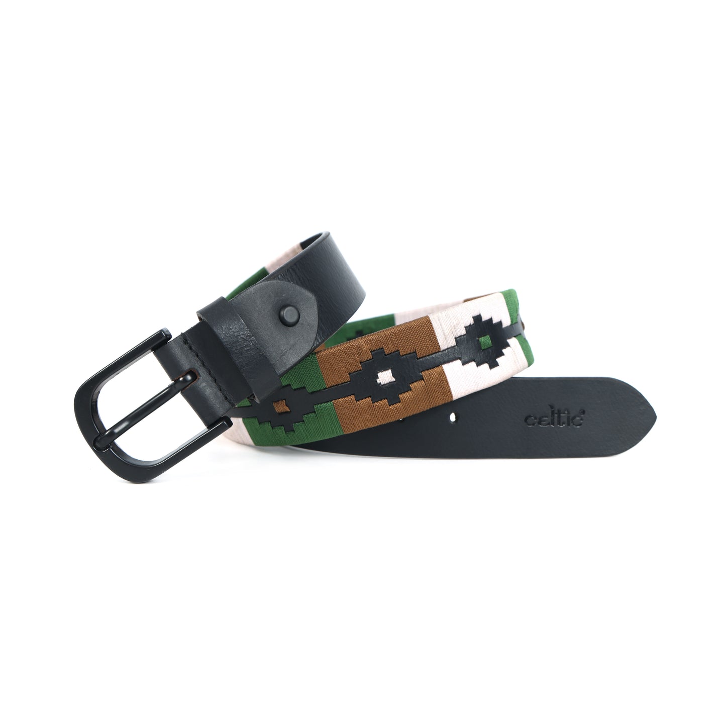 Premium Black Leather Belt Black Buckle & Multicolor Stitching | Designer Edition.LB-879