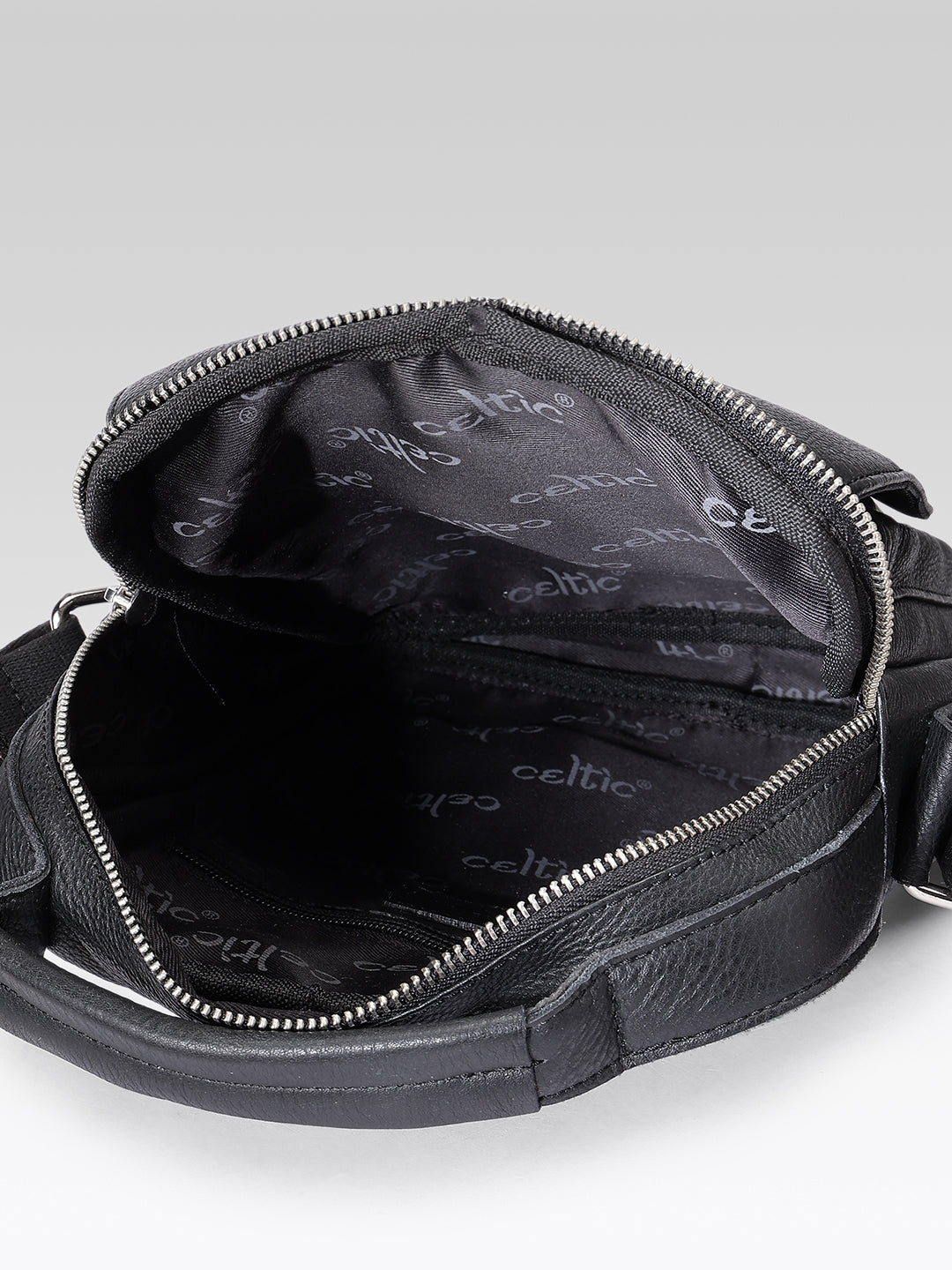 Unisex Leather Crossbody Sling Bag with Front Flap Pocket & Adjustable Strap
