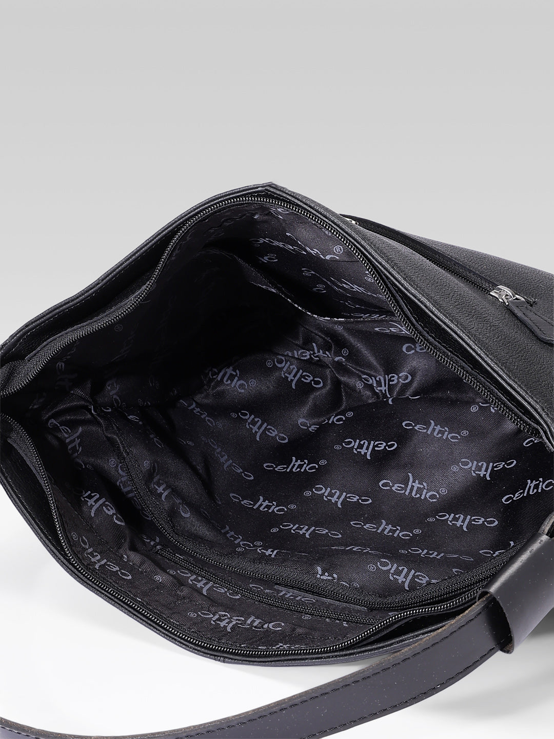 Premium Genuine Leather Black Shoulde tote Bag with Minimal Silhouette and Zip Closure