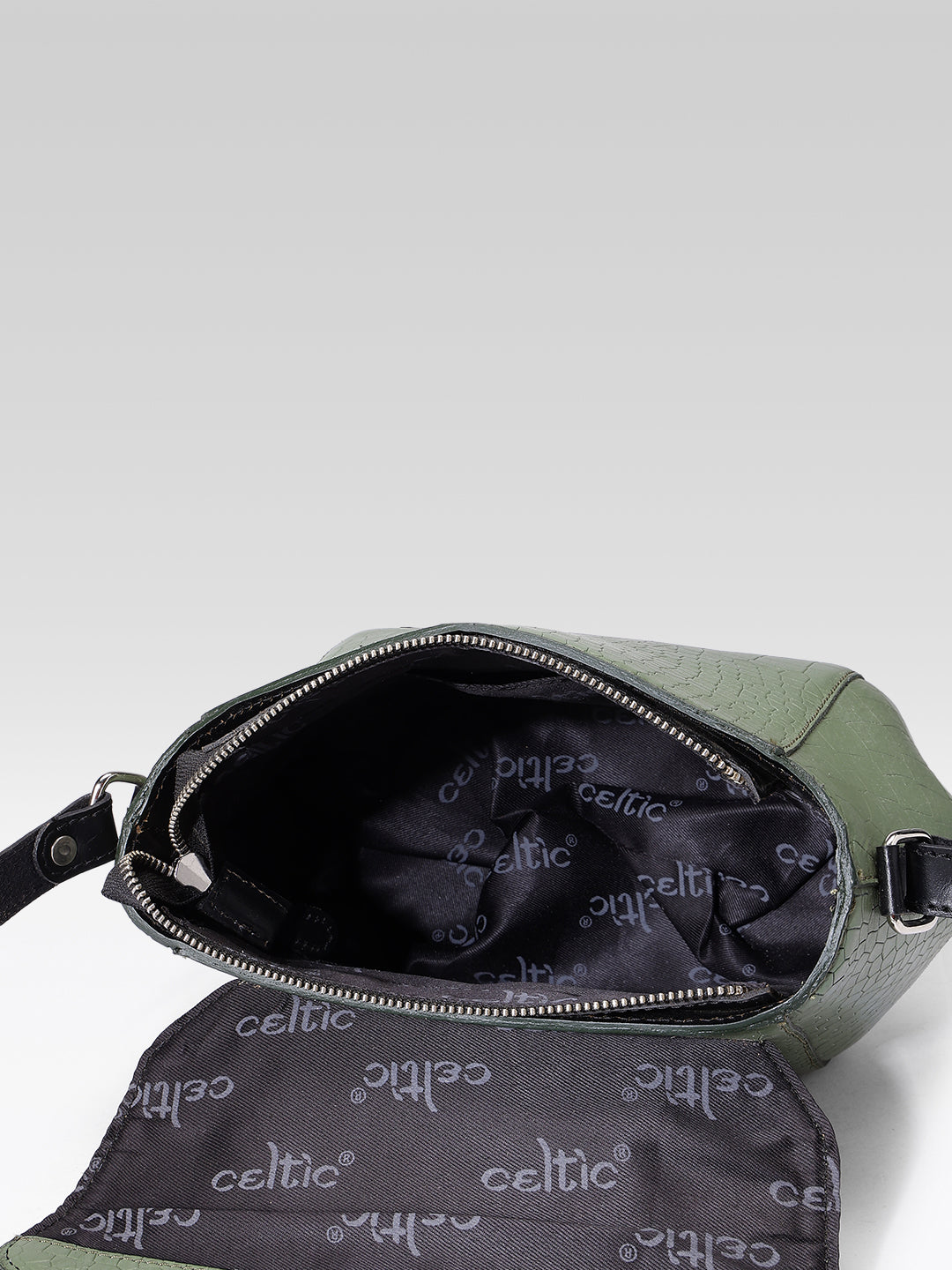 Premium Croc-Texture Structured SlingBag with Buckle Flap & Adjustable Strap