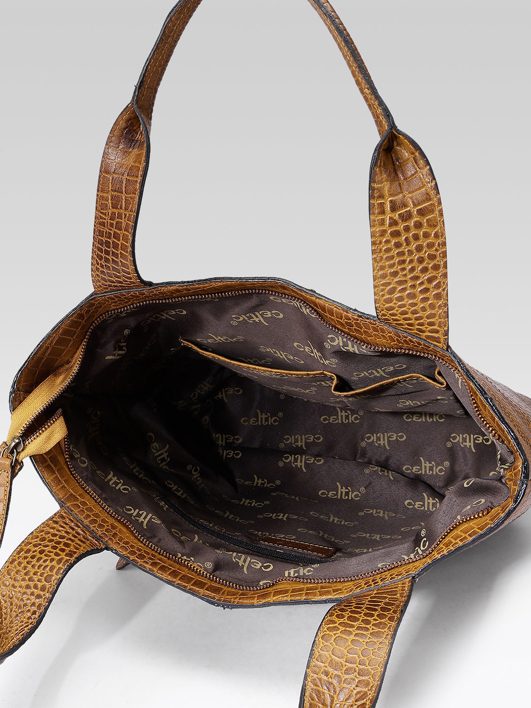 Croc-Texture Leather Tote Bag with Spacious Interior and Dual Shoulder Handles