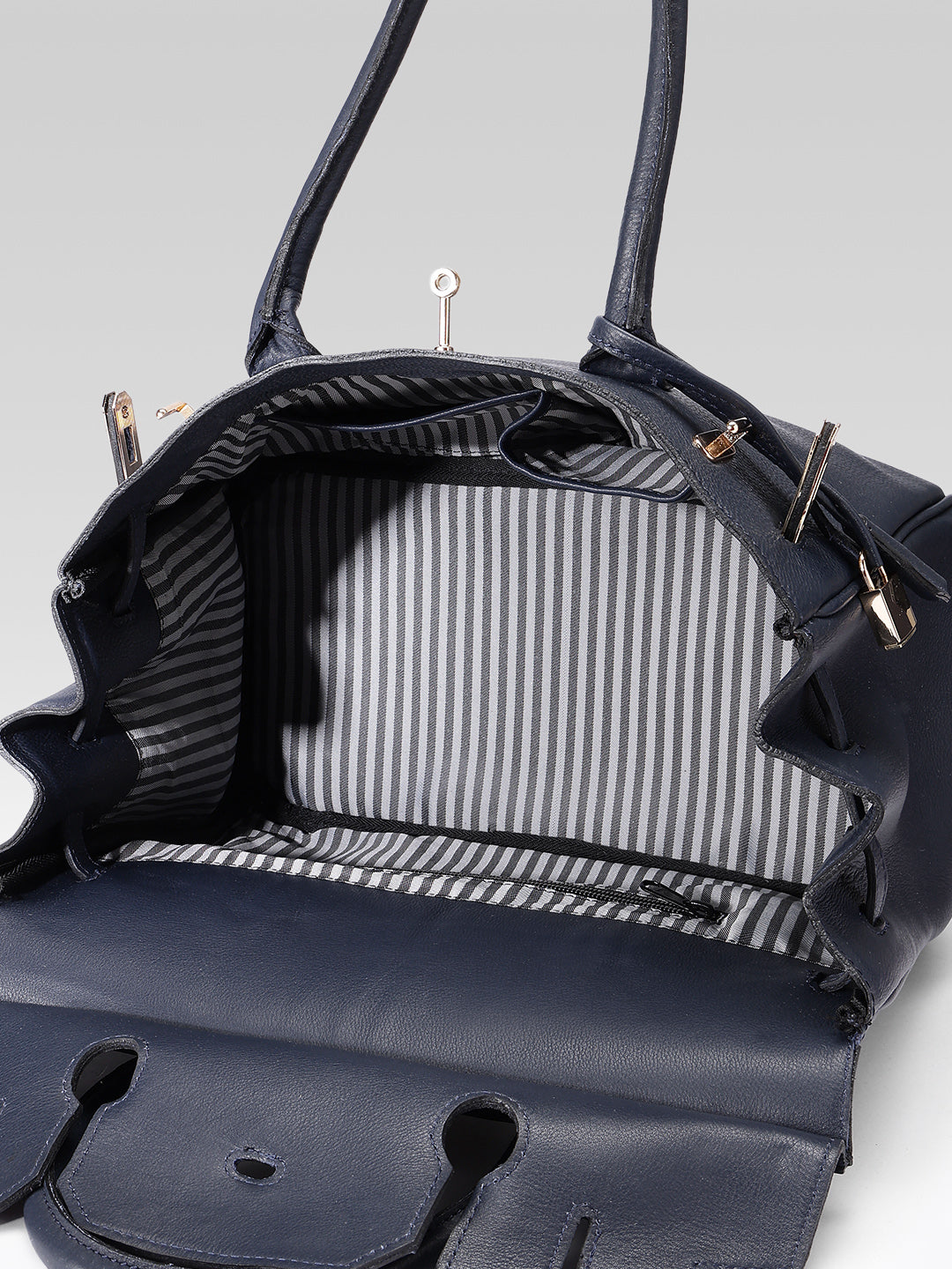 Premium Genuine Leather Tote Handbag with Turn-Lock Closure