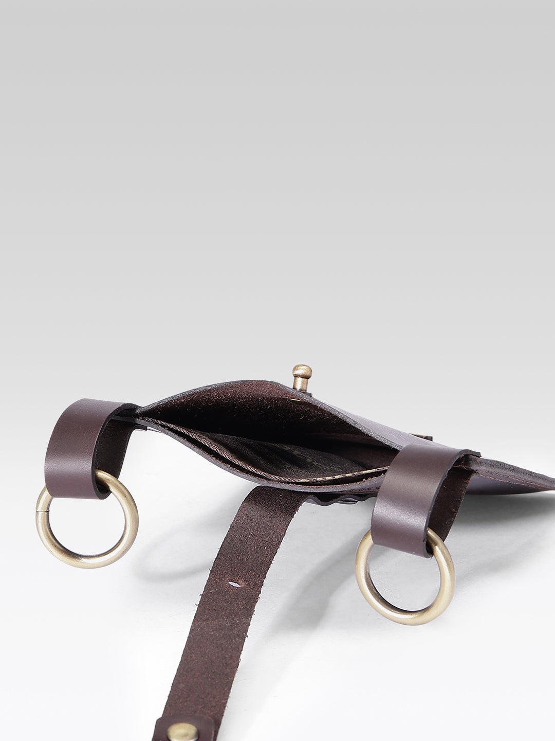 Genuine Leather Crossbody Phone Pouch with Adjustable Strap – Dark Brown