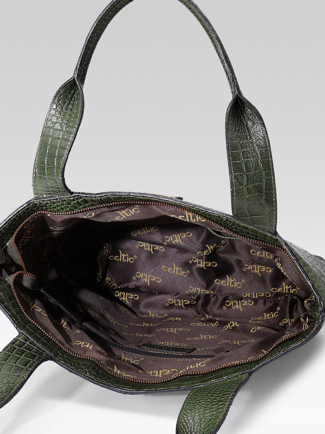 Croc-Texture Leather Tote Bag with Spacious Interior and Dual Shoulder Handles