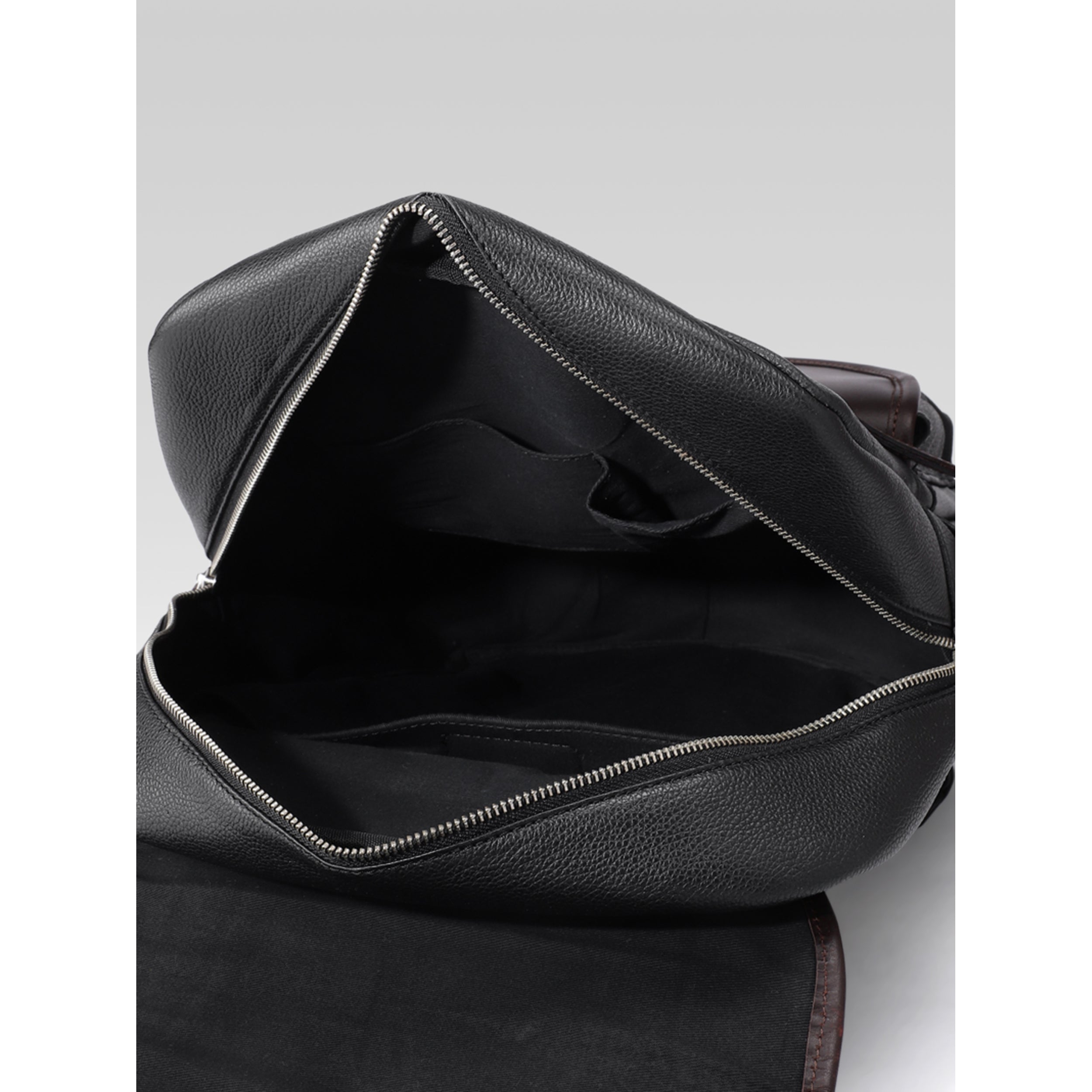 Premium Genuine Leather Laptop Backpack with Multi-Zip Compartments & Top Handle