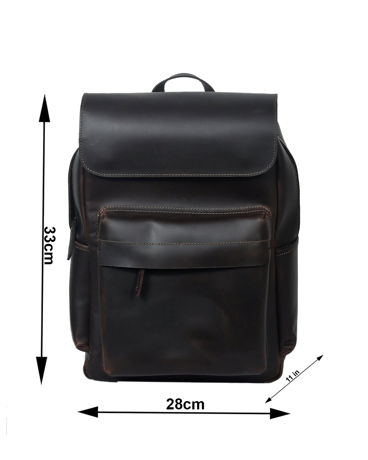 Premium Genuine Leather Backpack with Structured Body and Spacious Main Compartment