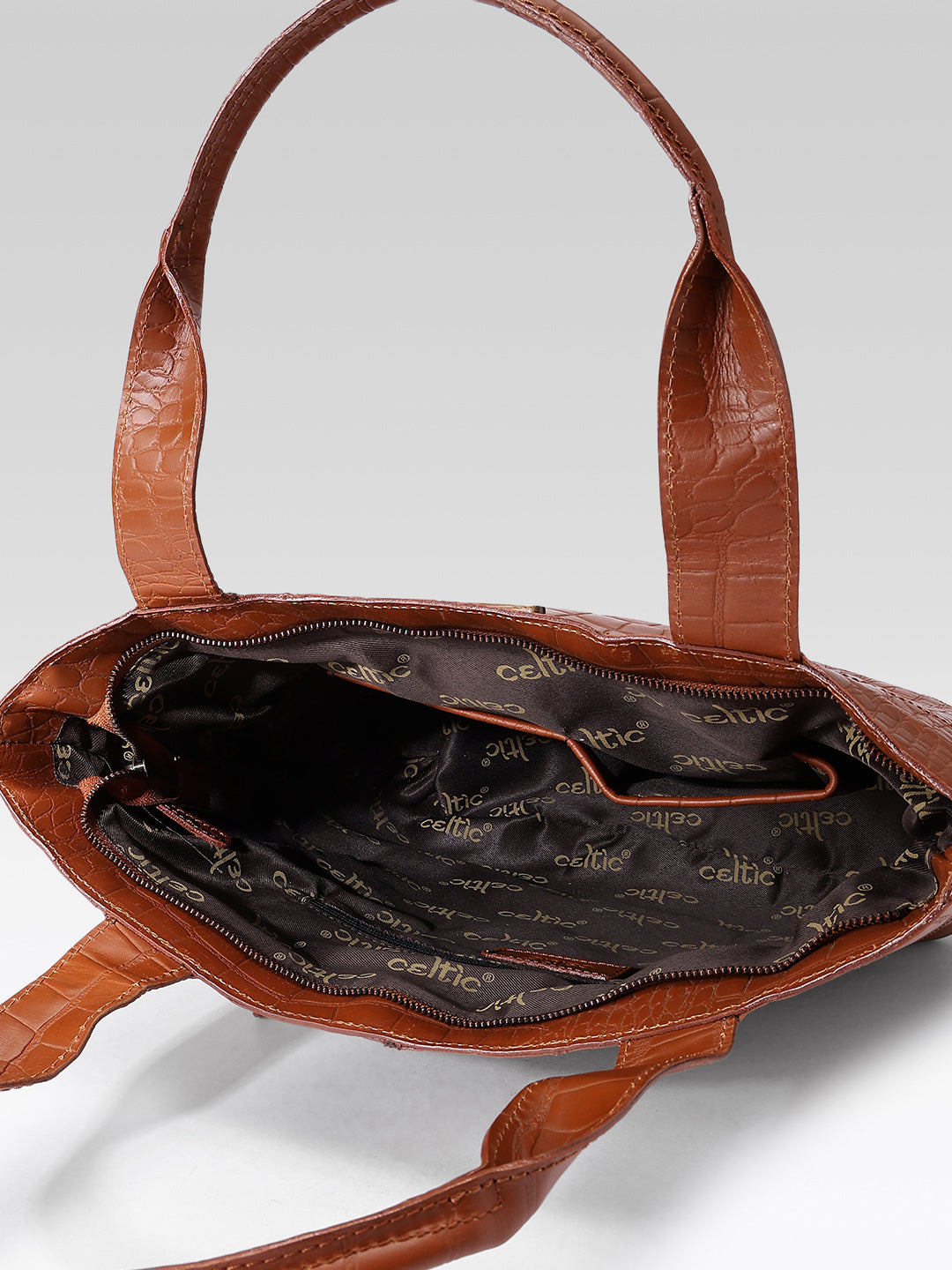 Croc-Texture Leather Tote Bag with Spacious Interior and Dual Shoulder Handles