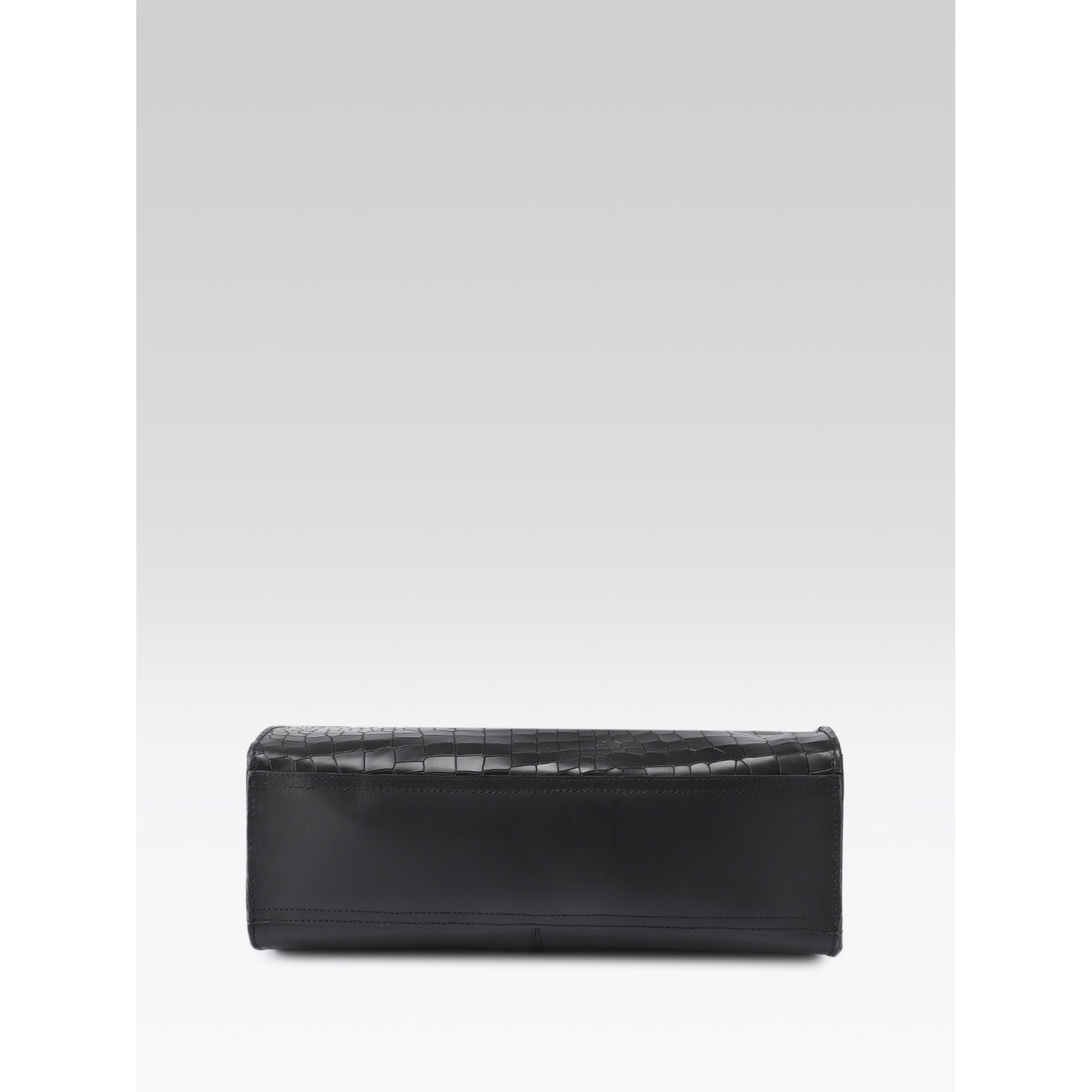 Premium Croc-Embossed Leather Tote with Dual Handles, Zip Closure & Detachable Strap