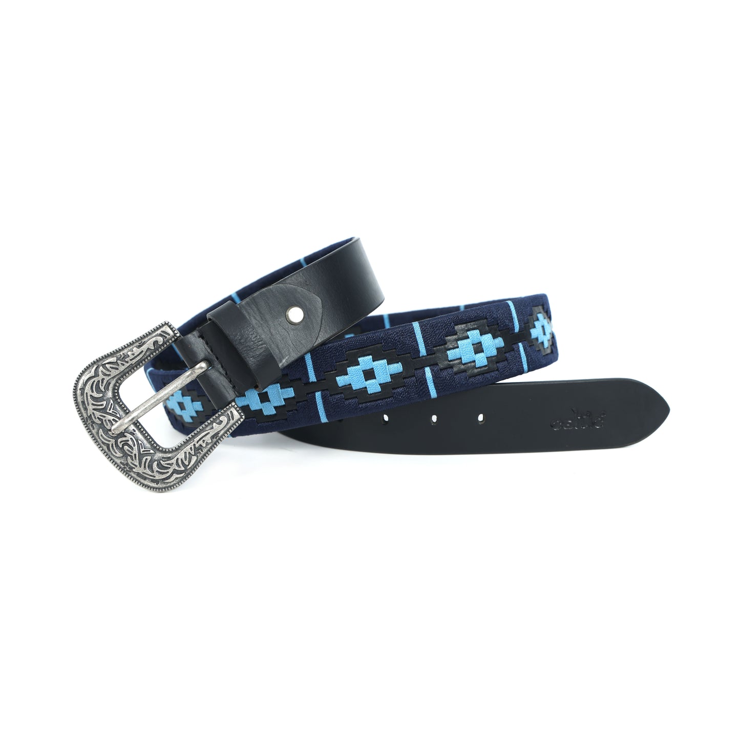 Premium Black Leather Belt with King Buckle & Blue Stitching Stylish & Durable.LB-873